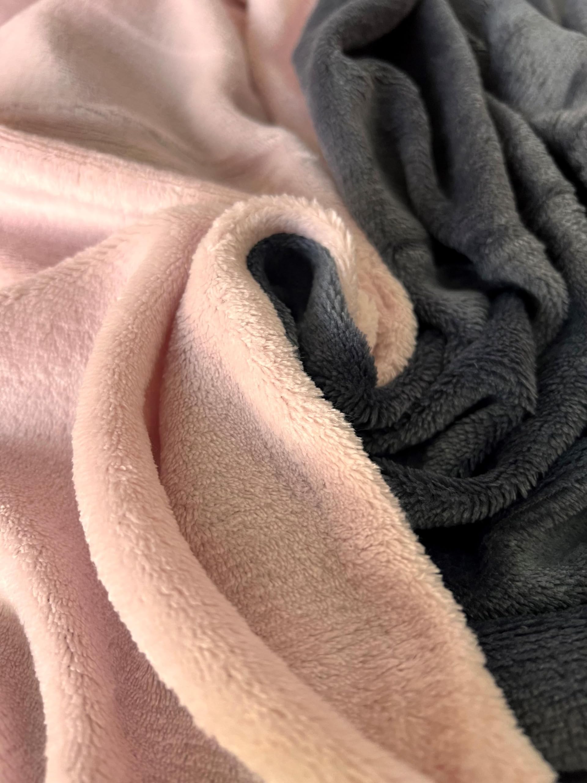 Leonado Vicenti Winter Plüsch Bettwäsche 240x220 cm Premium Cashmere Touch Warme Uni Fleece Bettwaren Bezug Anthrazit Rosa