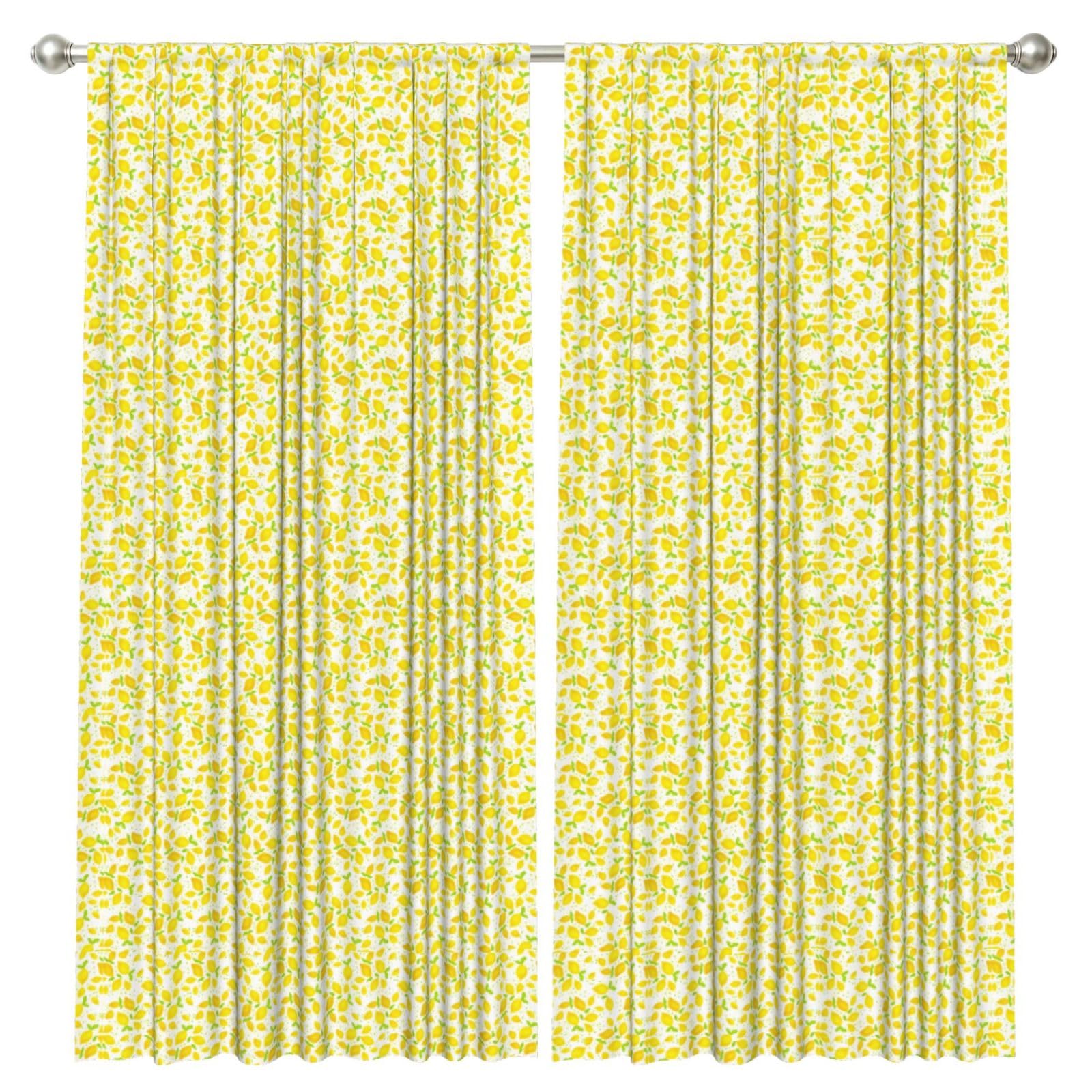 InOmak Little Lemons, 2 Panels Window Curtains 52 x 84 Inch Blackout Curtains for Living Room Bedroom