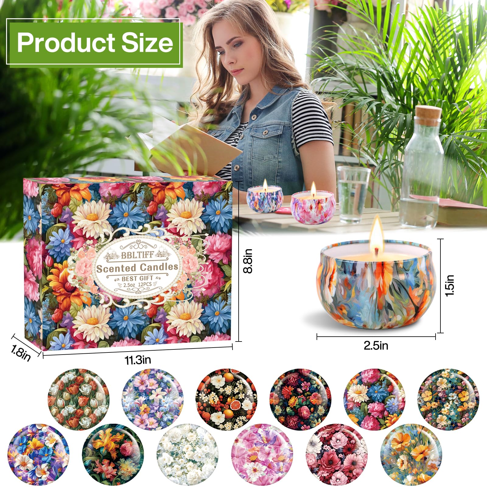 Velas Perfumadas, 12 Piezas Velas Aromáticas, Velas Decorativas, Juego De Velas Perfumadas, Hasta 240 Horas Para Baño, Yoga, Bodas, Navidad, Día de La Madre, Regalos de Cumpleaños (12 Aromas) — view 2
