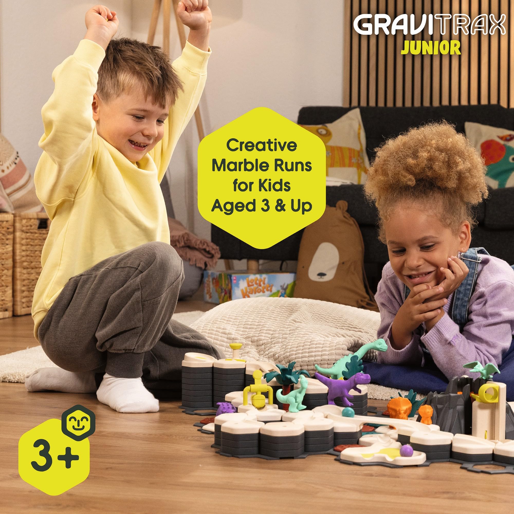 Ravensburger GraviTrax Junior Starter‑Set - Dino - 59‑Piece Marble Run Building Set - Preschool STEM Construction Toy - Interactive Learning for Kids Ages 3+ - 3