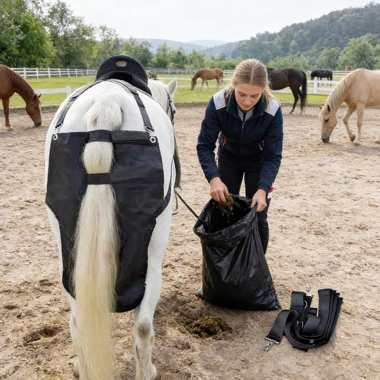 de almacenamiento portátil impermeable de 46 x 65 cm, colección de almacenamiento portátil para hipódromo, granero equino, almacenamiento de excrementos para parque, calle, interior, vehículo