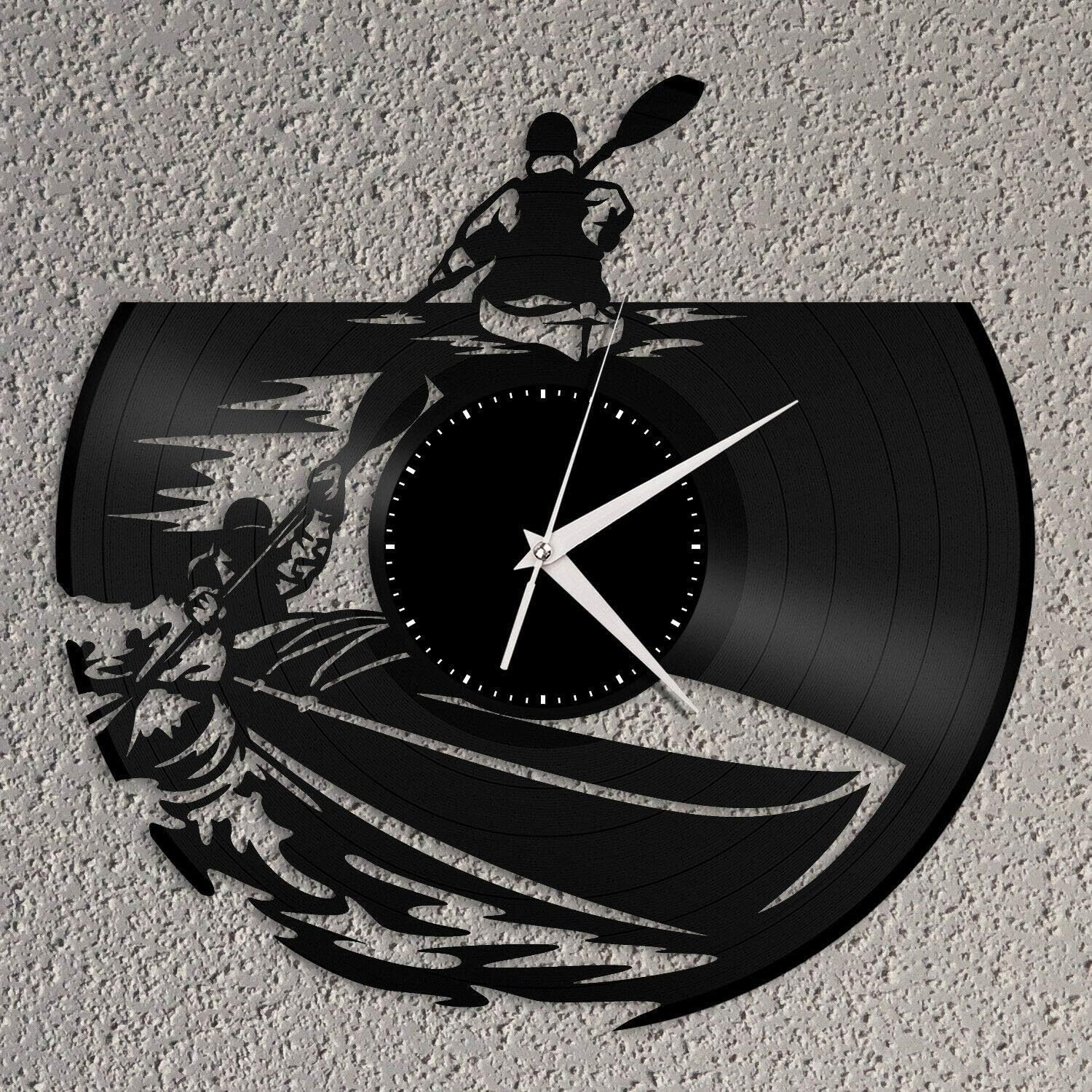 Kayak Vinyl Wall Clock Unique Gift for Sports Lovers Friends Home Decoration Vintage Design Office Bar Room Home Decor