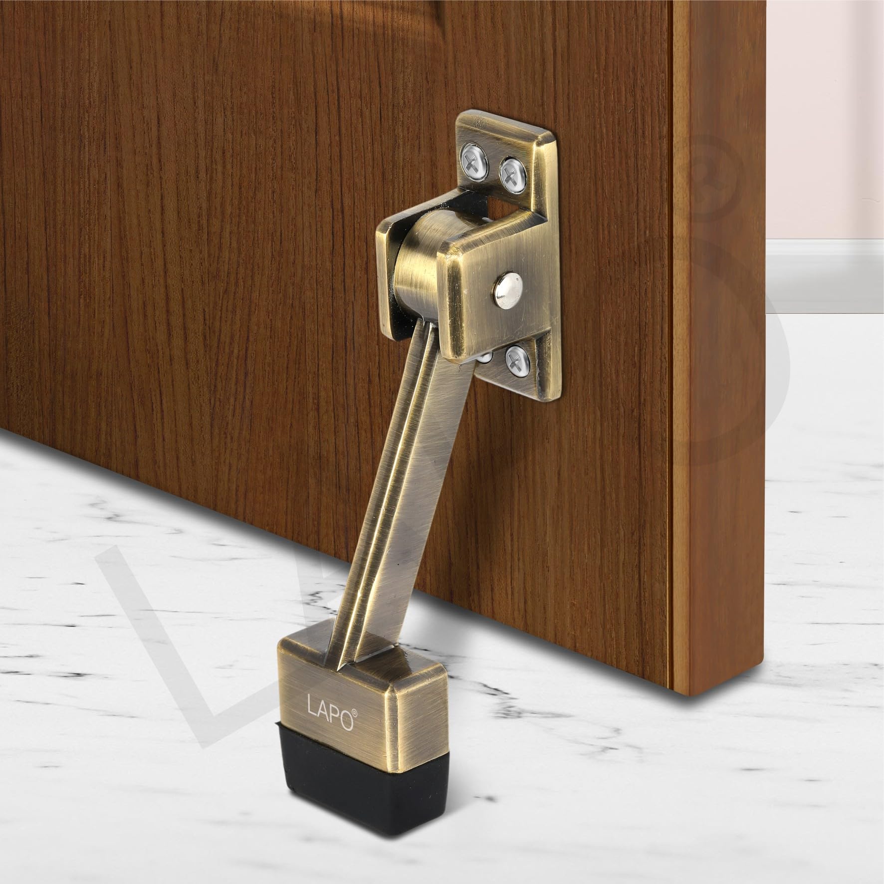 LAPO Premium 5 Inch Rubber Door Stopper with Screw | Durable Wooden Door Stopper for Home, Office, Hotel | Strong Grip Door Holder for All Surfaces | Antique Finish (Pack of 3)