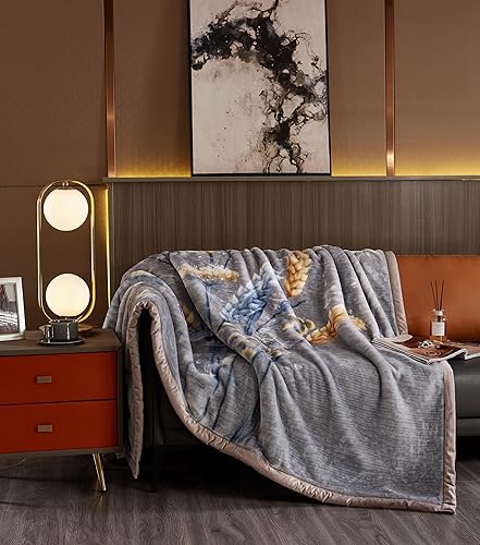 Miniatura 10 de Manta coreana de forro polar de visón sintético de 79 x 91 pulgadas, reversible, 9 libras, felpa pesada tejida, suave, cálida, estilo coreano, para