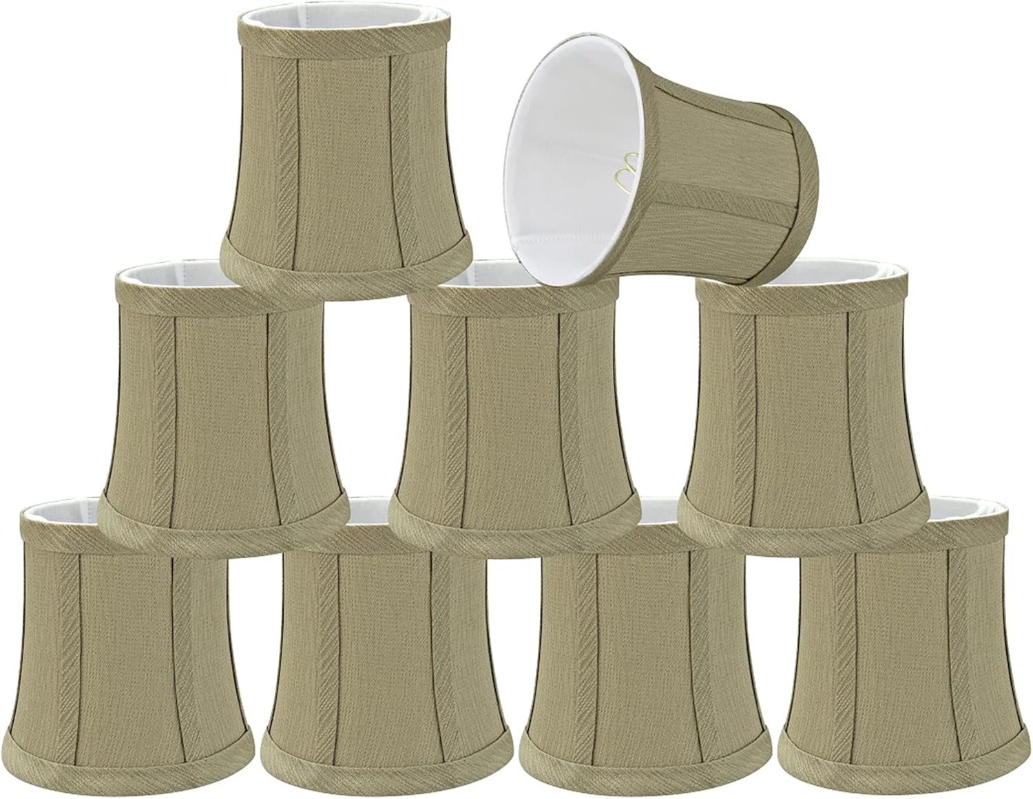 Aspen Creative 30365-9A, Bell Clip-On Chandelier Lamp Shade, Yellowish Brown, 4" Top x 5" Bottom x 5" Slant Height, Set of 9