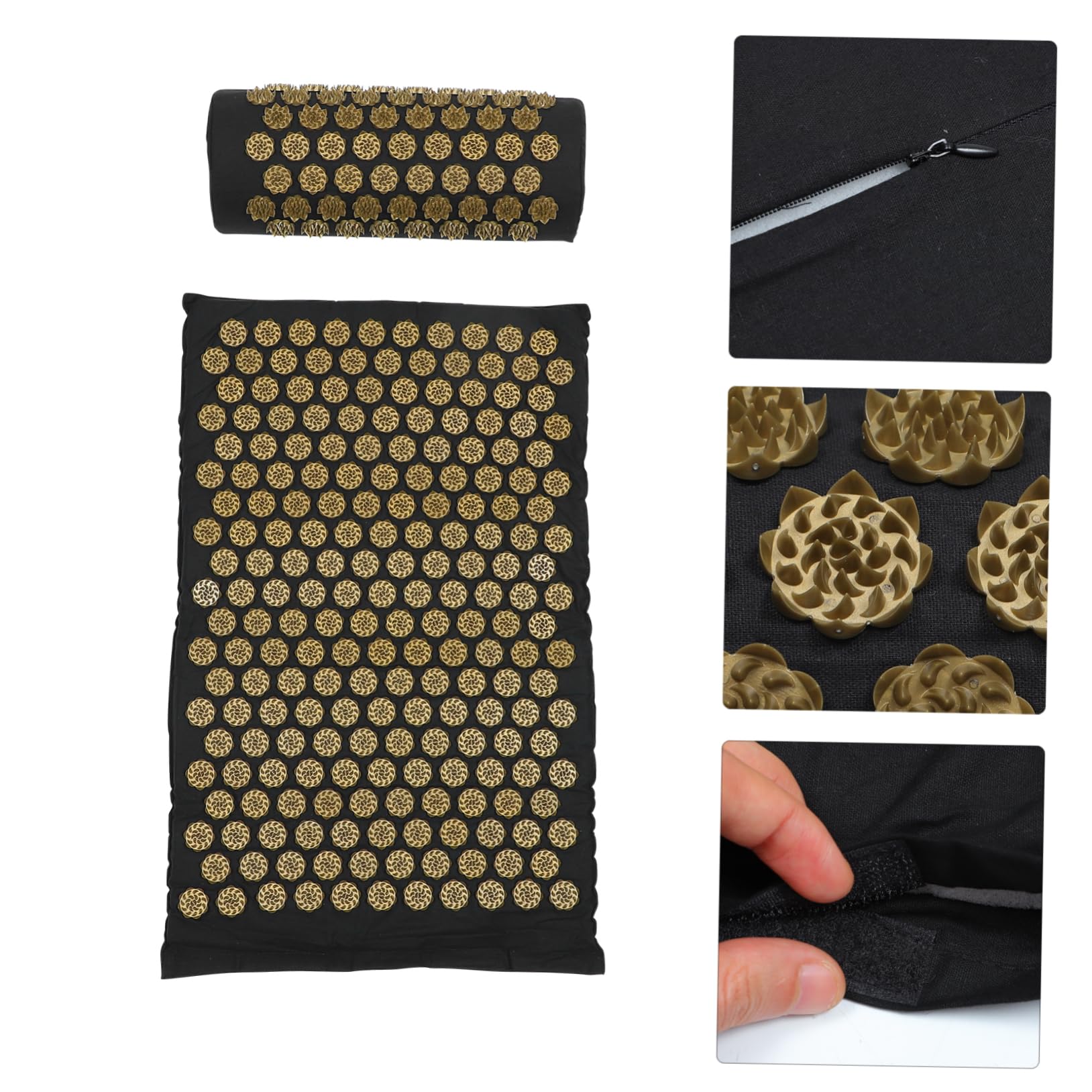 Juego de 2 Almohadas de Masaje de Acupresión Plegables Negras