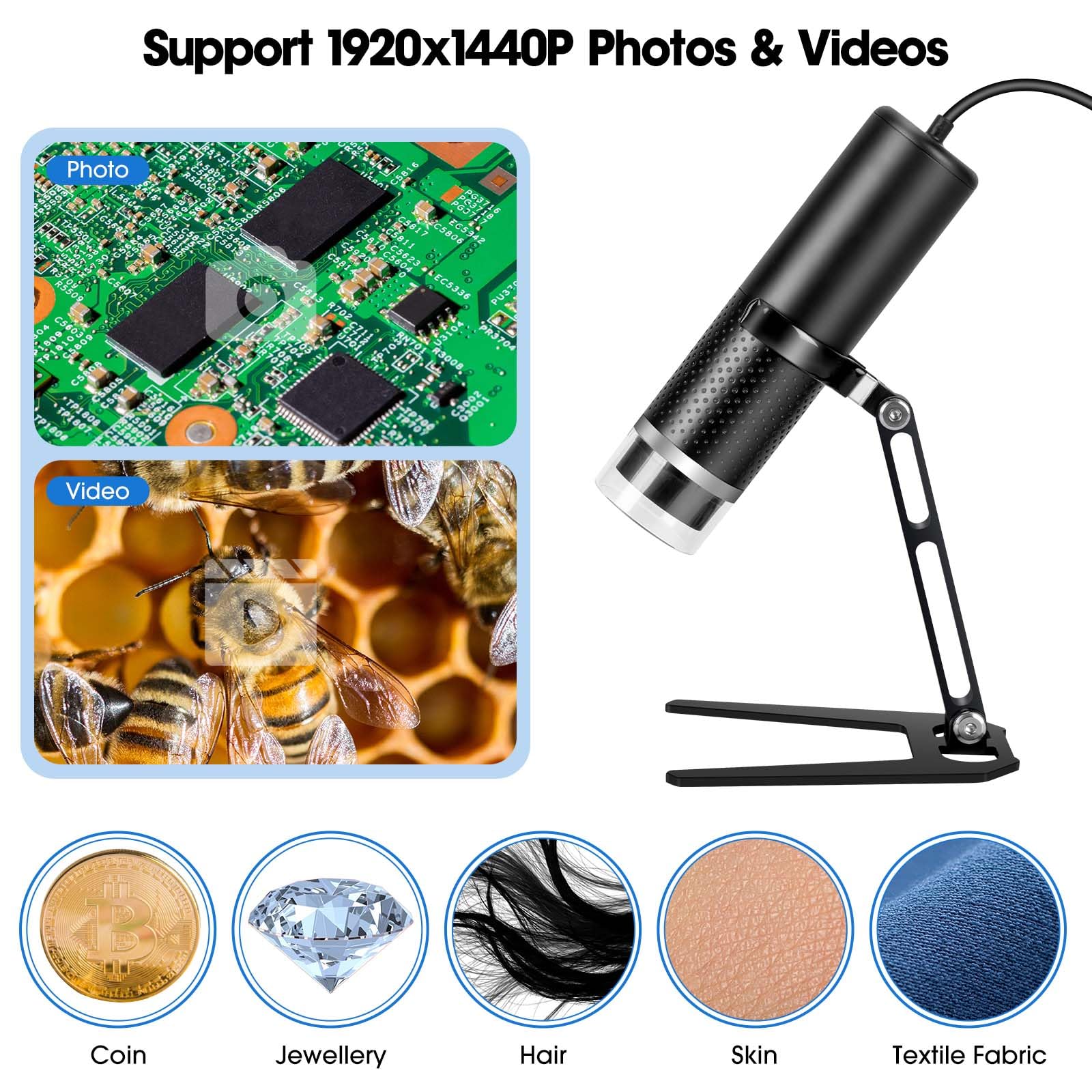 LAKWAR Draagbare digitale microscoop voor kinderen en volwassenen, 200 ~ 1000X Pocket Handheld Microscoop met Slide Kit, draagtas en en 32G Micro SD-kaart, foto- en video-opname met 2 '' HD-scherm