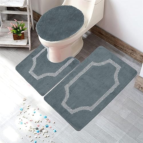 Miniatura 30 de YHF - Alfombras de baño de 20 x 32 pulgadas, extra gruesas y suaves, de microfibra peluda, lavables a máquina, alfombras de baño absorbentes, tapete