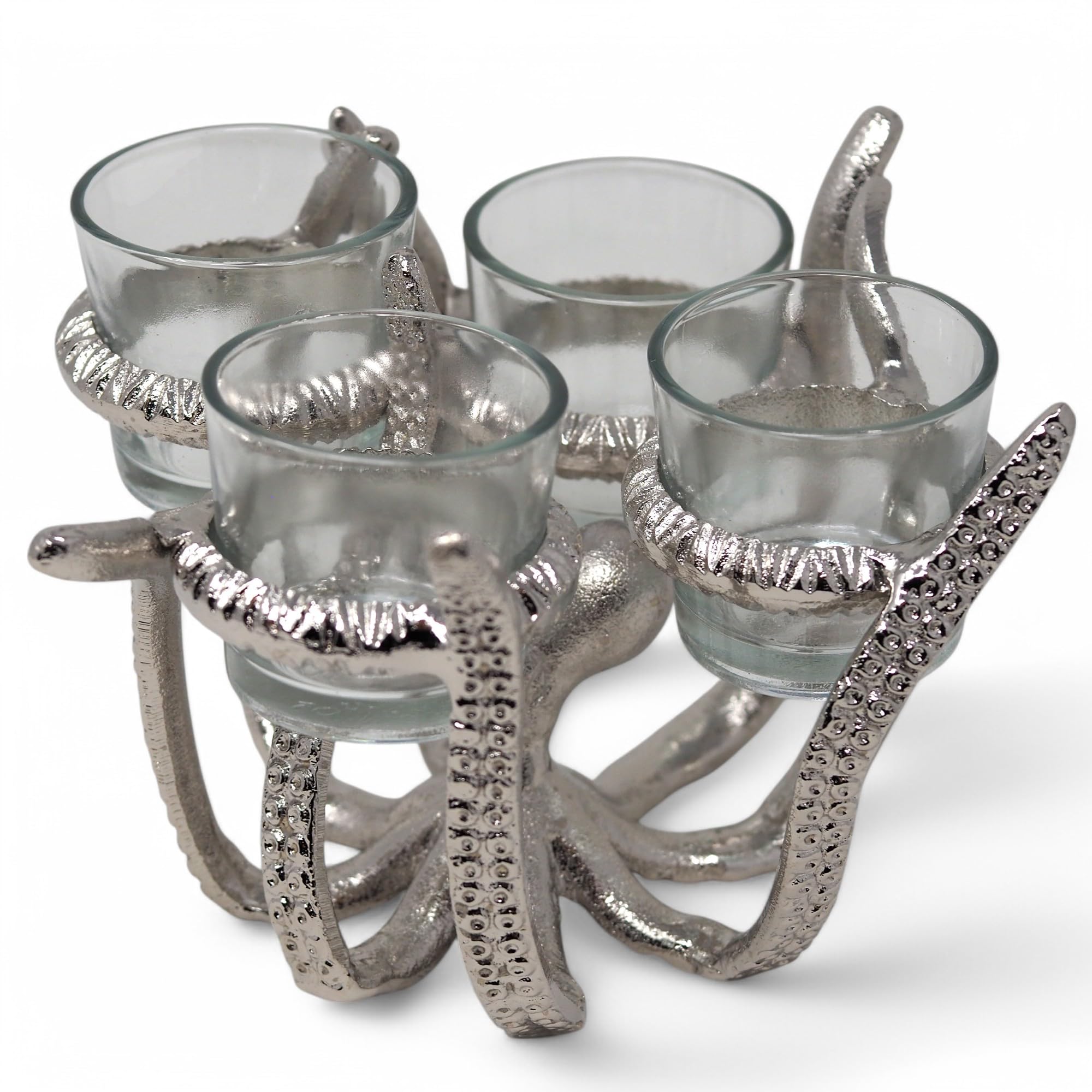 Silver Octopus Metal Tealight Candle Holder