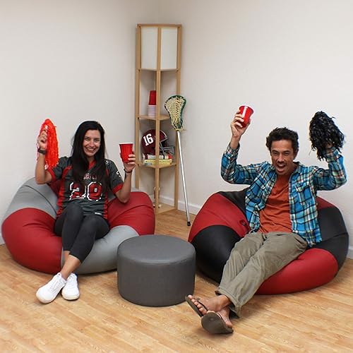 Miniatura 6 de Factory Direct Partners 13022-272 SoftScape Classic - Puf jumbo universitario de 38 pulgadas, color carmesínegro