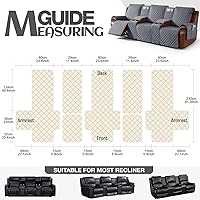 Vista 6 de KinCam Funda 100% impermeable para sofá reclinable con consola, fundas para sofá reclinable antideslizante para 3 asientos, protector de muebles