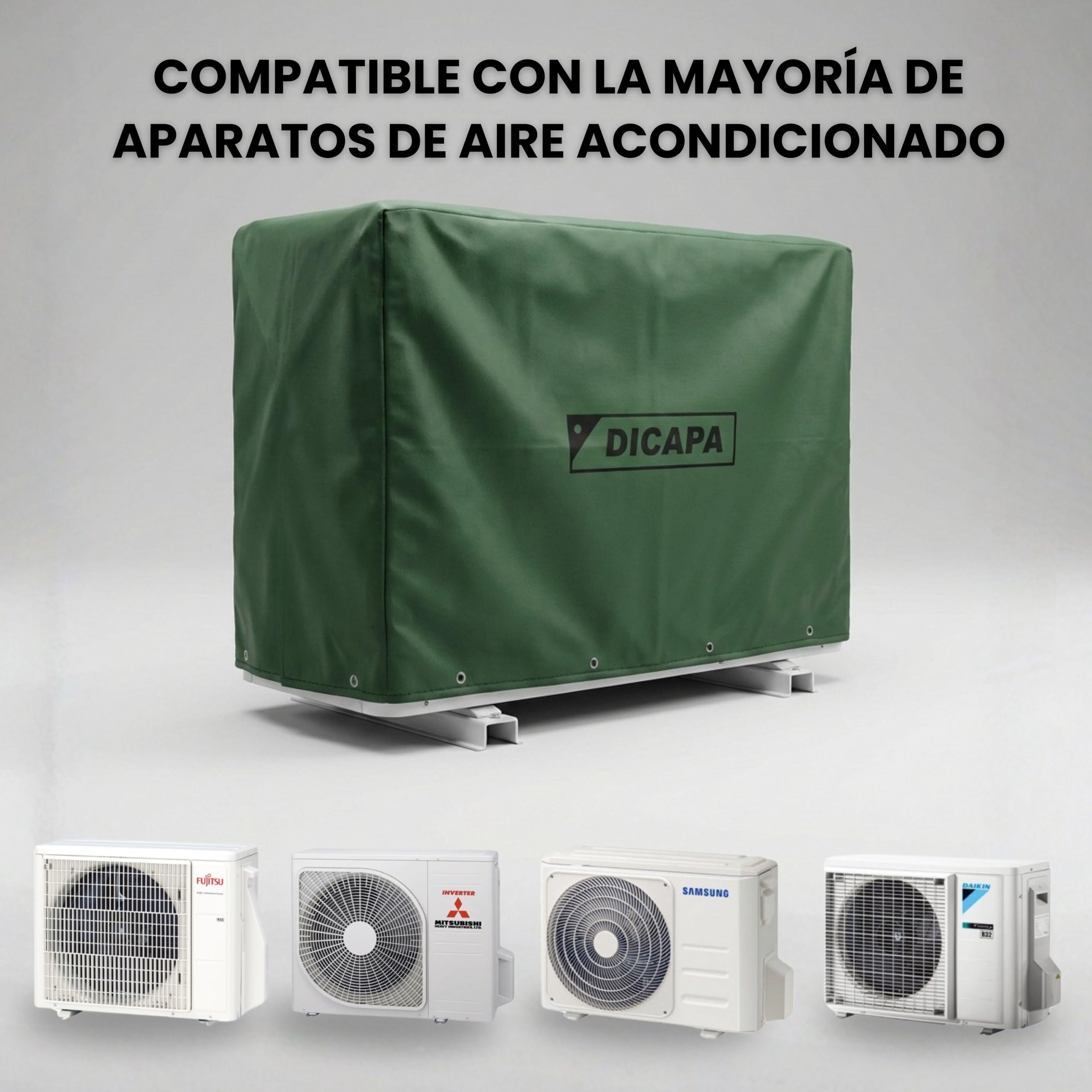DICAPA Funda Aire Acondicionado Exterior de 90 x 55 x 30 cm. Cubre Aire Acondicionado Exterior Impermeable y Resistente (Verde) — view 4