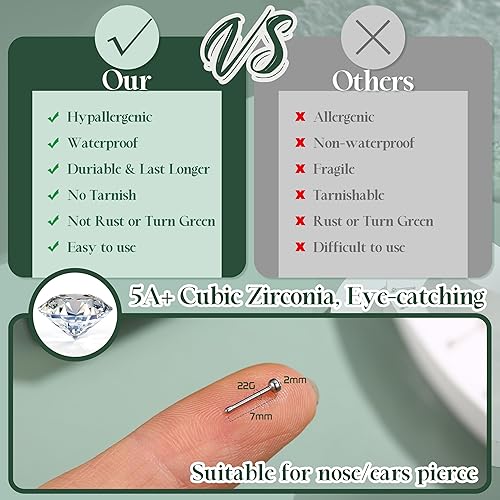 Miniatura 4 de Jstyle 22G - 60 piercings de acero inoxidable para la nariz piercing para el cuerpo joyería de 0059in 0079in 0098in