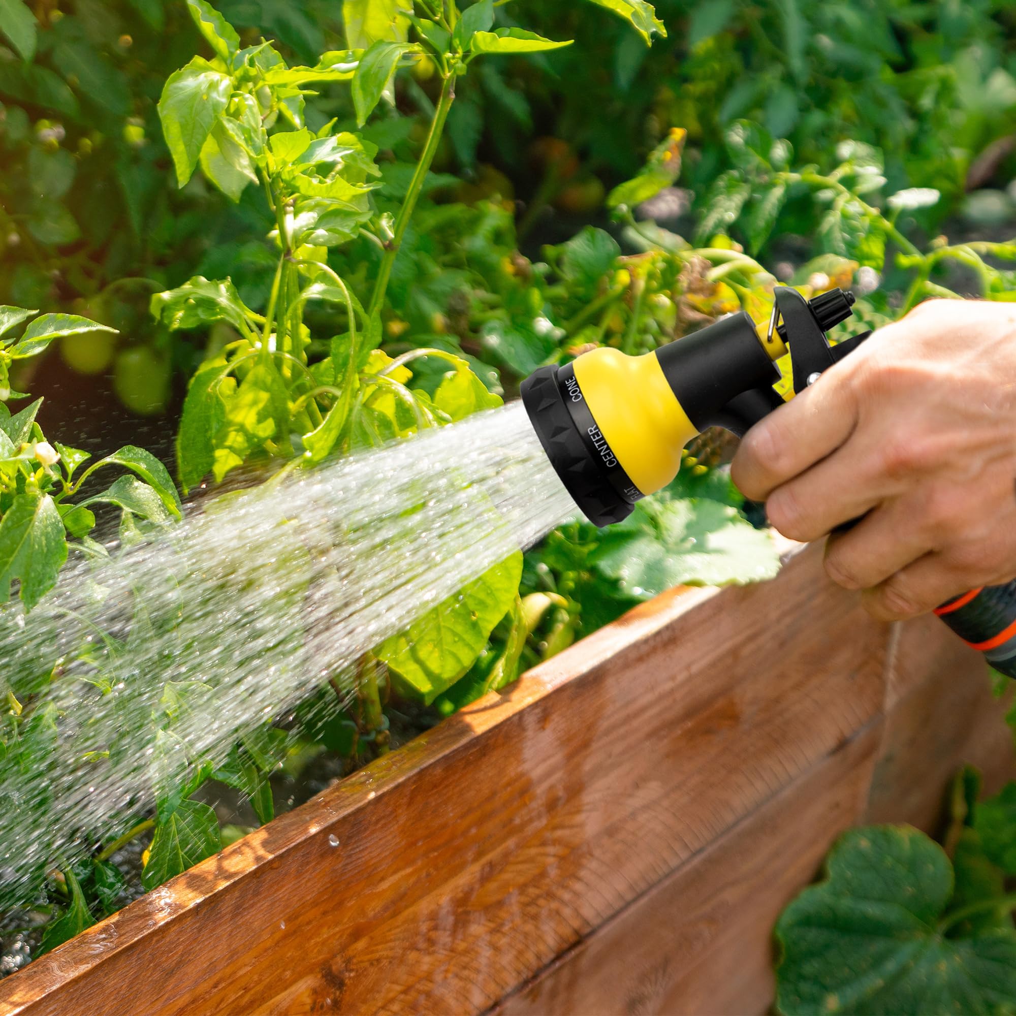 NEXCOVER Gartenschlauchdüse Sprüher - 7 Einstellbare Bewässerungsmuster Düse für Wasserschlauch, rutschfeste Gartensprühdüse für Autowäsche, Bewässerung von Pflanzen, Haustiere Duschen,