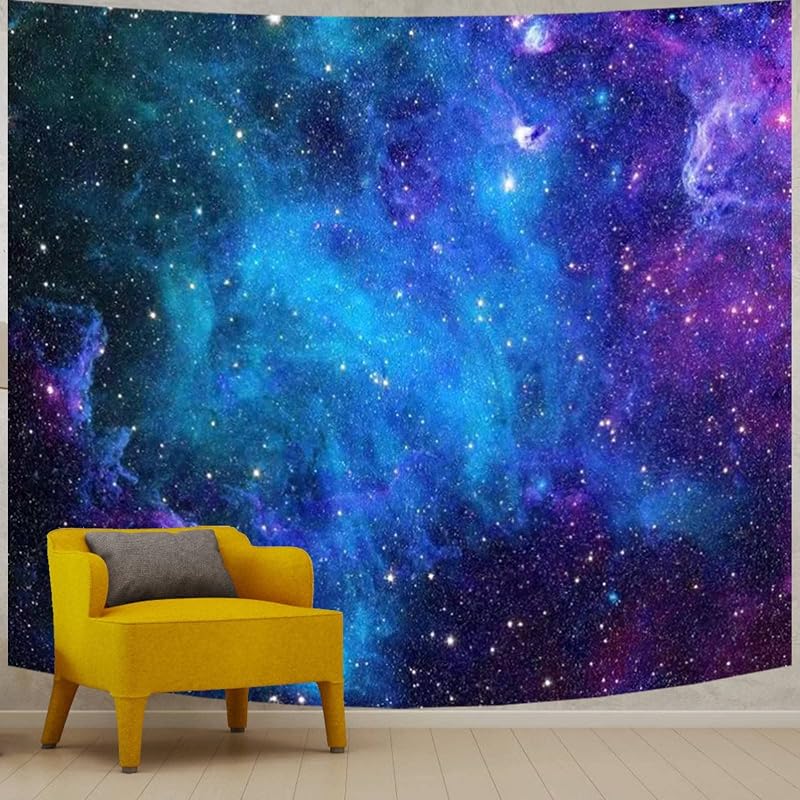 Apdidl Galaxy Wall Tapestry, Outer Space Themed Party Decorations Backdrop | Extra Large Star Starry Night Wall Hanging, Blue Sky Wars Tapestries Bedroom, Purple Birthday Poster Room Decor 118''x98''
