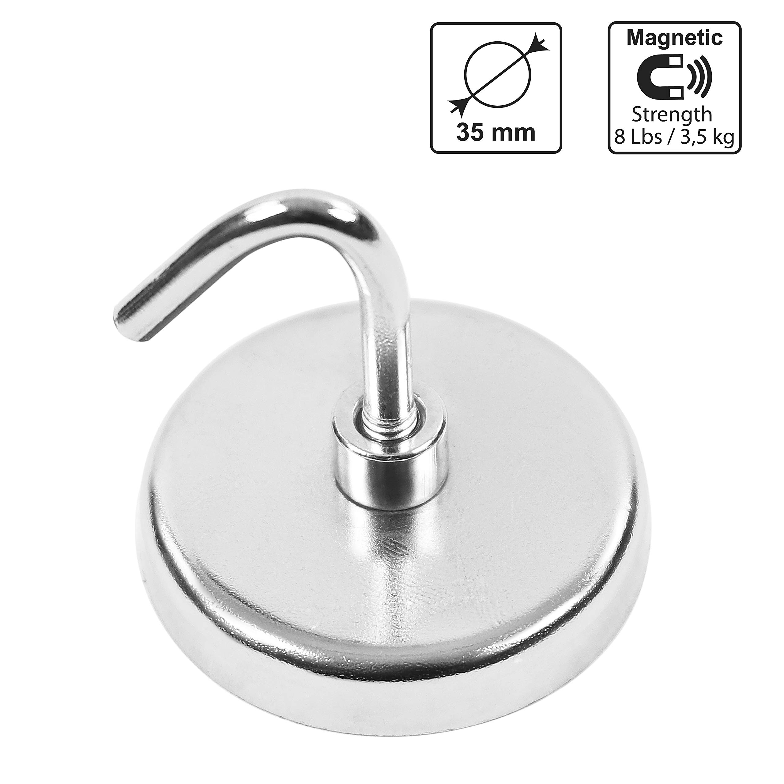 S&R 5 Ganci Magnetici da 35 mm. Magnete potente per cucina frigo ufficio bagno garage utensili