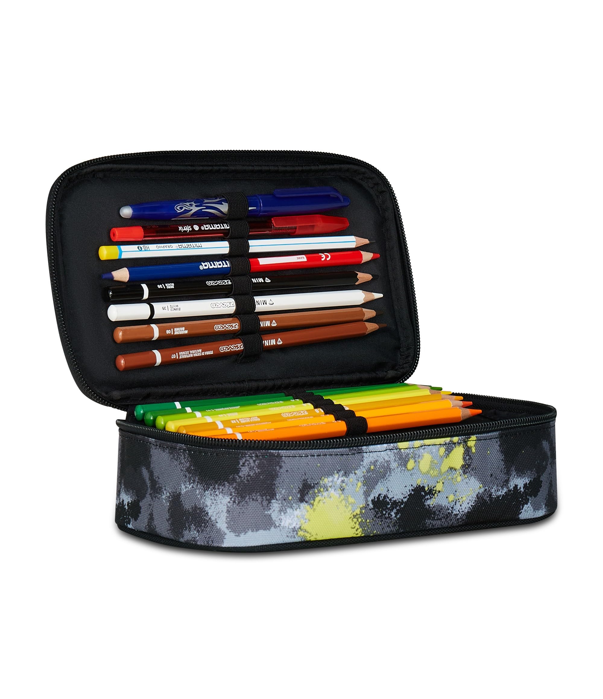 Seven Astuccio Scuola Quick Case, Grigio, Portapenne Completo di Penne, Matite, Colori, Accessori Zaino, Scuola Elementare e Media, Bambino, Ragazzo