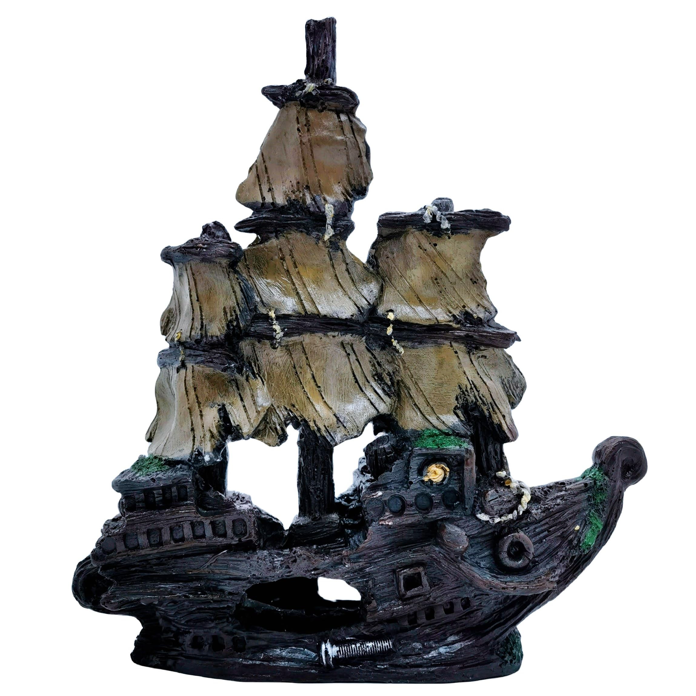M2cbridge Aquarium Decor Castle Shipwreck Ornament Underwater Landscape(Galleon)