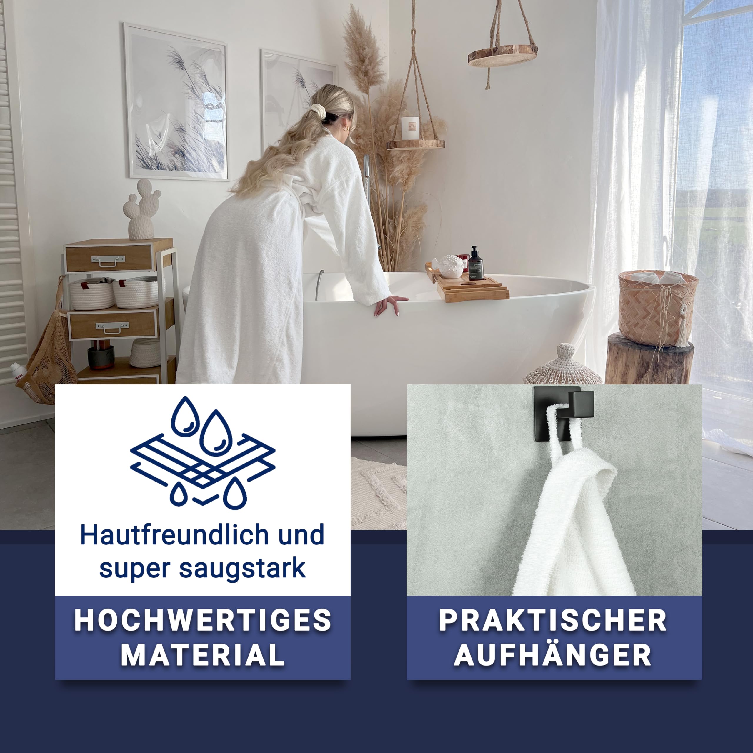 ZOLLNER Bademantel in weiß - hautfreundlich und super saugstark - für Damen und Herren - Baumwolle - Größe S-6XL - waschbar bis 95°C - Hotelqualität - Oeko Tex® zertifiziert, 019