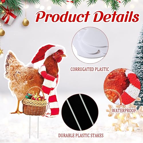 Miniatura 10 de Suzile 8 carteles de Navidad para patio con estacas de gato con estacas, letrero de césped de Navidad con temática de mascotas, estacas de Navidad