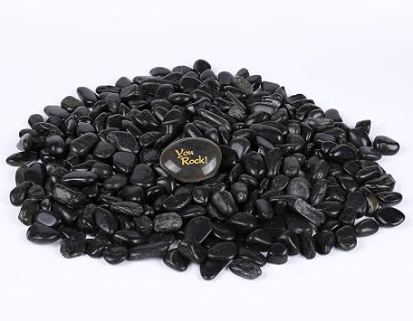 RockImpact 11 lbs. Landscaping Rocks, Highly Polished Garden Decorative Stones, Succulent Rocks, Pebbles for Bonsai Plant Pot, Lucky Bamboo, Kids Crafts, Aquarium, Terrarium Rocks Jet Black, 3/4"