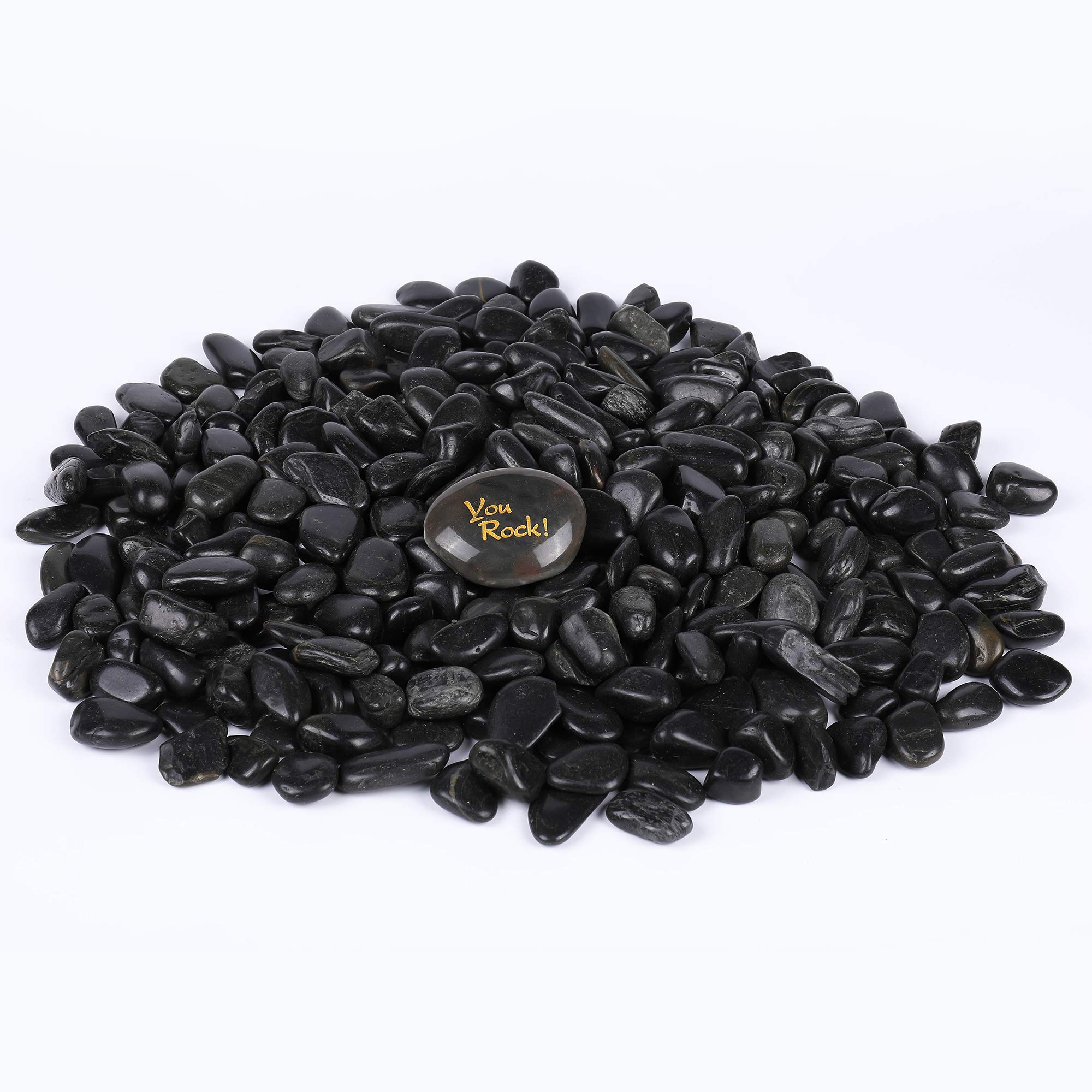 11 lbs. Landscaping Rocks, Highly Polished Garden Decorative Stones, Succulent Rocks, Pebbles for Bonsai Plant Pot, Lucky Bamboo, Kids Crafts, Aquarium, Terrarium Rocks (Jet Black, 3/4")