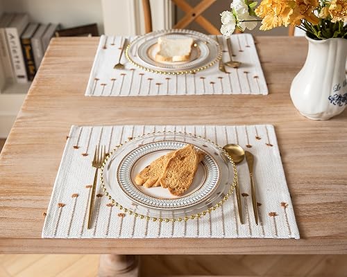 Miniatura 2 de Juego de 6 manteles individuales para decoración de mesa de comedor, manteles individuales de tela tejida para mesa de cocina de granja, hechos a