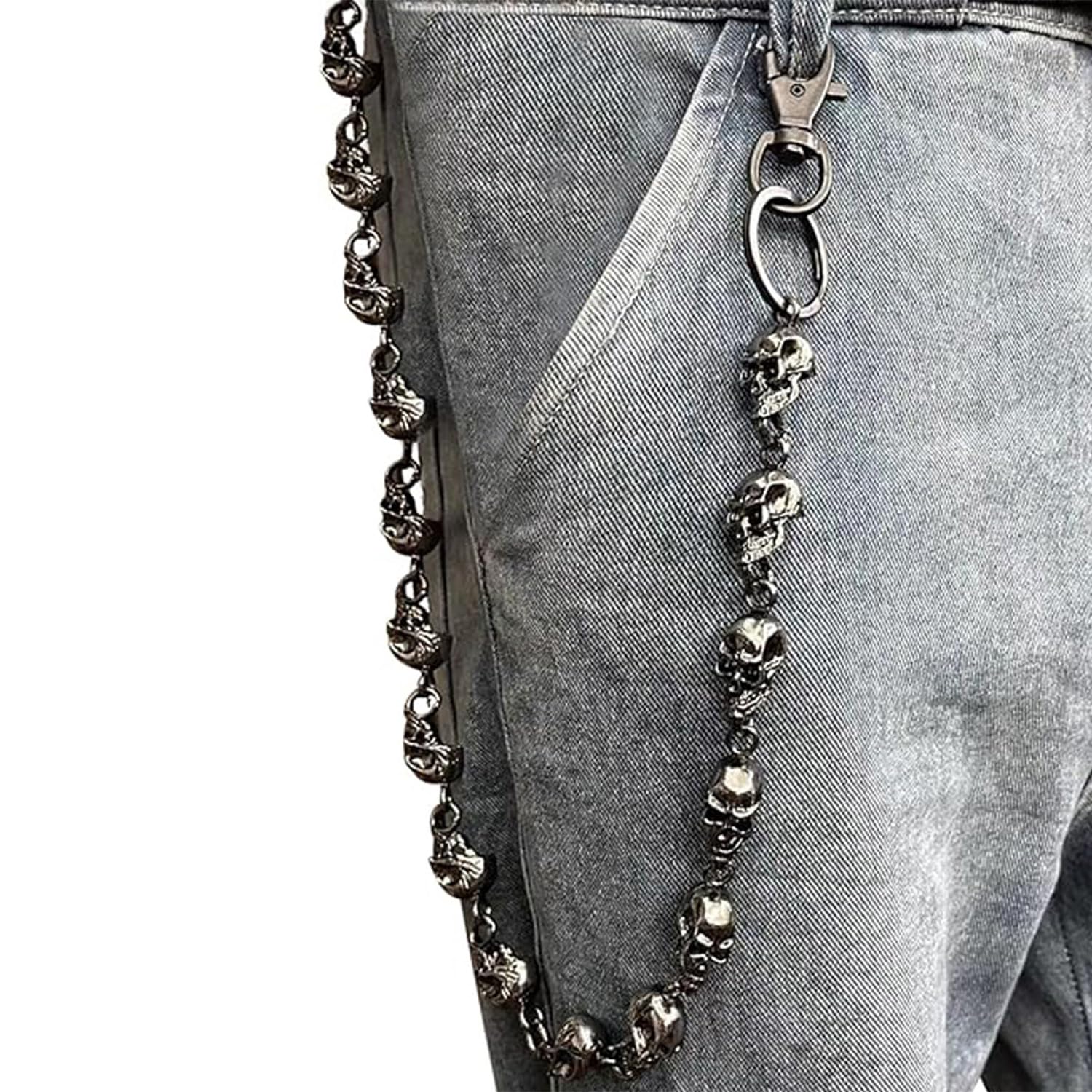 BOMPOW Pants Chain Skull Chains Biker Jean Pocket Chain Unisex Trouser Chain Wallet Chain Key Chain for Men Hip Hop Emo Clothing Accessories