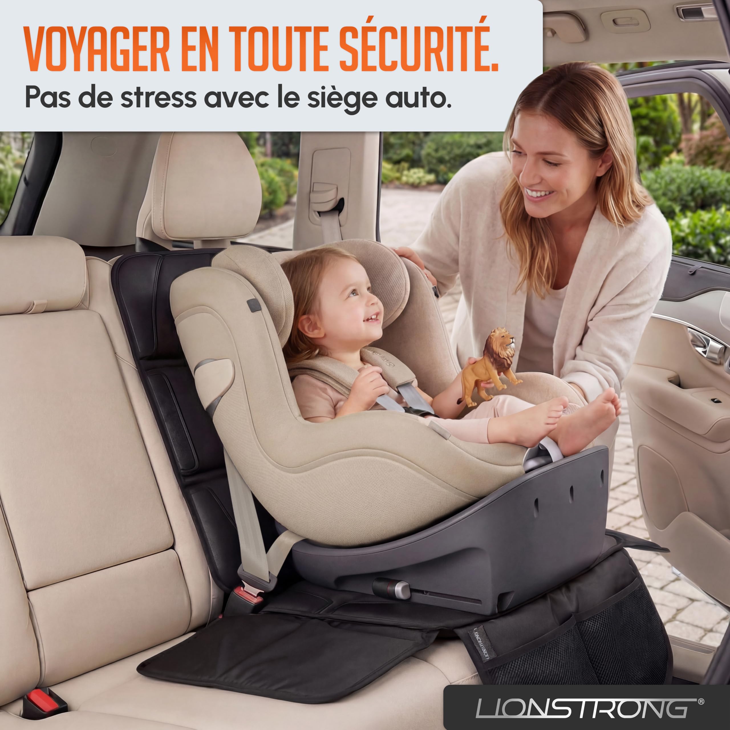 LIONSTRONG - Protection de siège Voiture - pour siège Auto - Protection Siege Arriere Voiture Enfants Haut de Gamme - Compatible ISOFIX - Noir