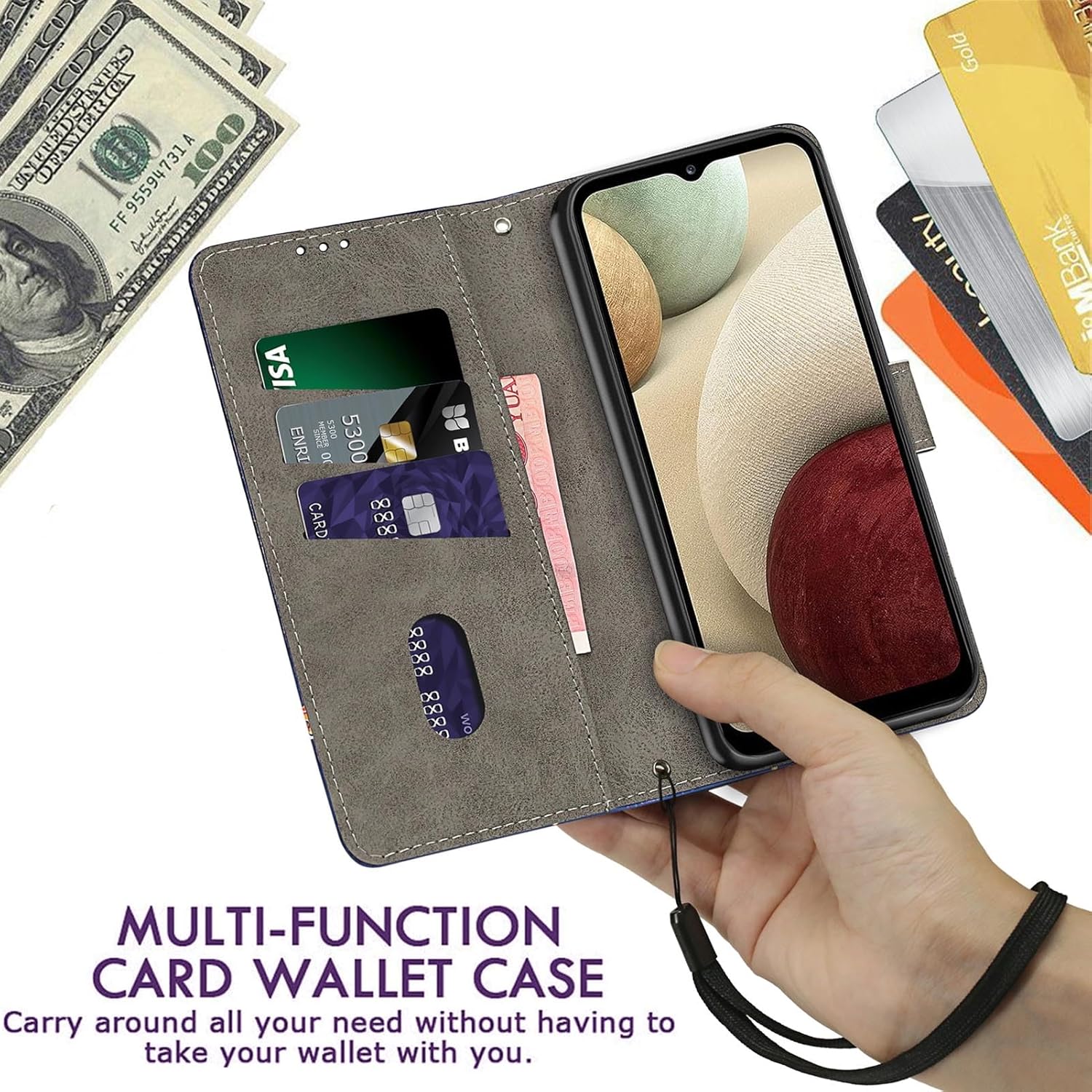 Case Wallet for iPhone Air, with [3 Card Slots], Kickstand Magnetic Closure PU Leather Shockproof Protective Flip Cover 6.5", Peach Blossom - Image 4