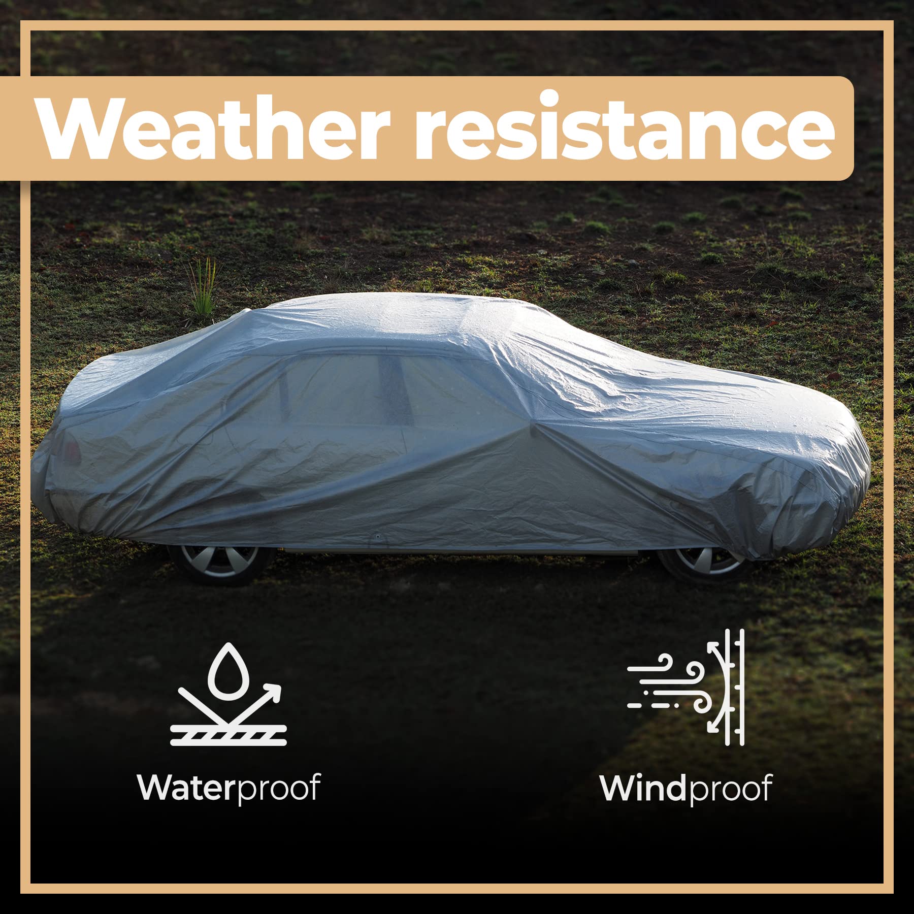 Bâche Voiture Extérieur Retoo 480x175cm - Imperméable UV PEVA Avec Élastiques