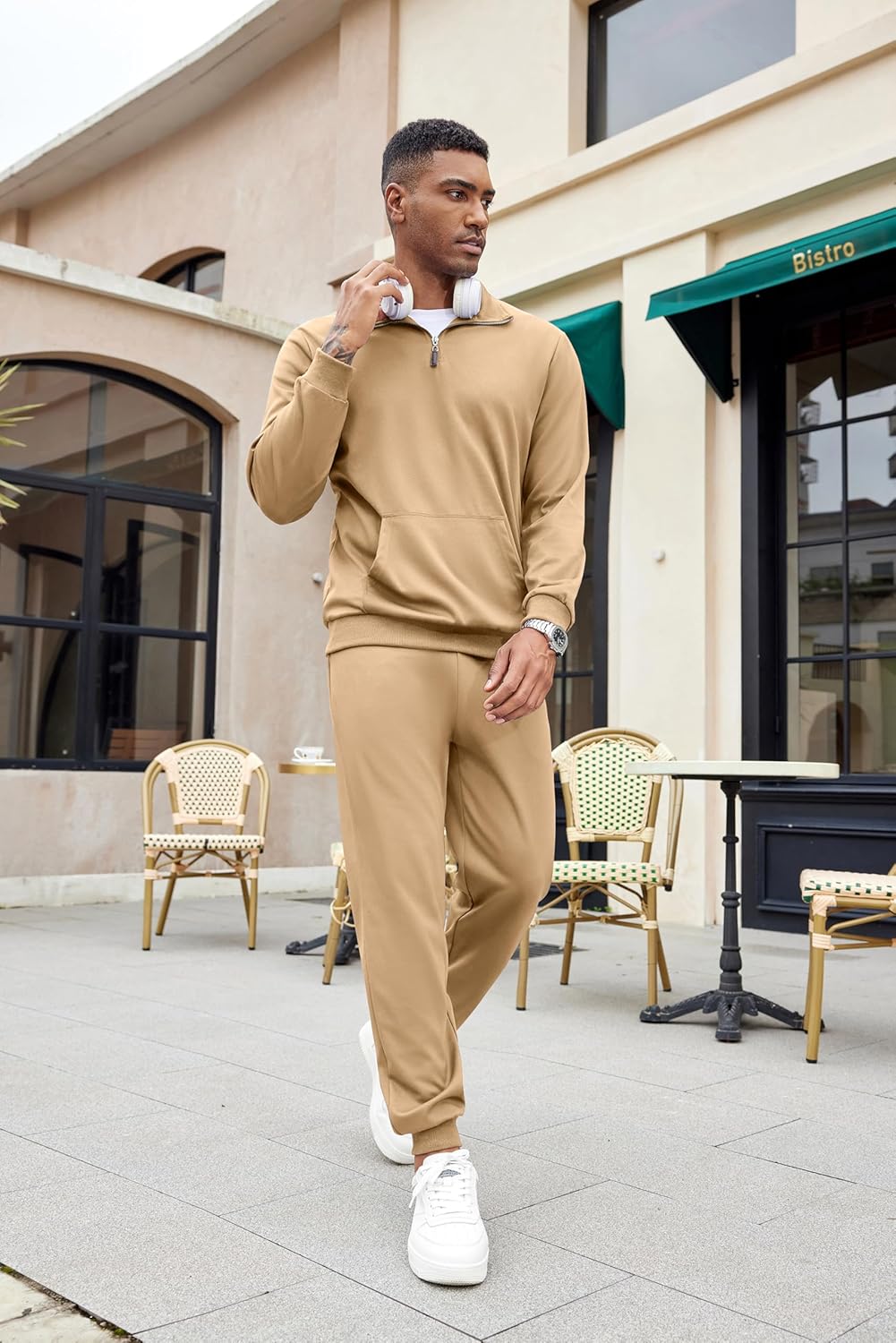 COOFANDY Men's Tracksuit 2 Piece Quarter Zip Sweatsuit Sets Casual Athletic Running Jogging Suits - Image 4