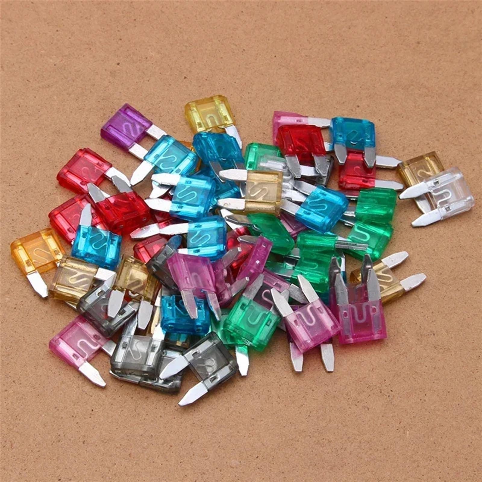 100 Uds. Fusibles pequeños for coche tipo cuchilla automotriz surtido de microfusibles en caja 2A/3A/5/A/7.5A/10A/15A/20A/25A/30A/35A