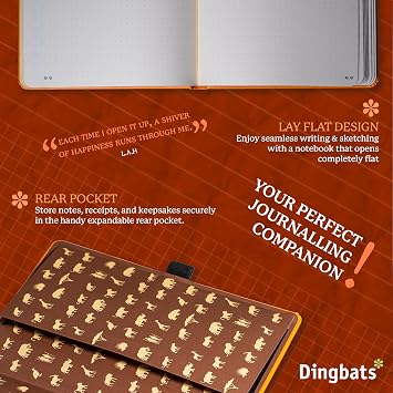 Dingbats* Earth Dotted Writing Journal Notebook A5 - Vegan Leather Hardcover - Ideal for Work, Travel - Pocket, Elastic Closure & Bookmark