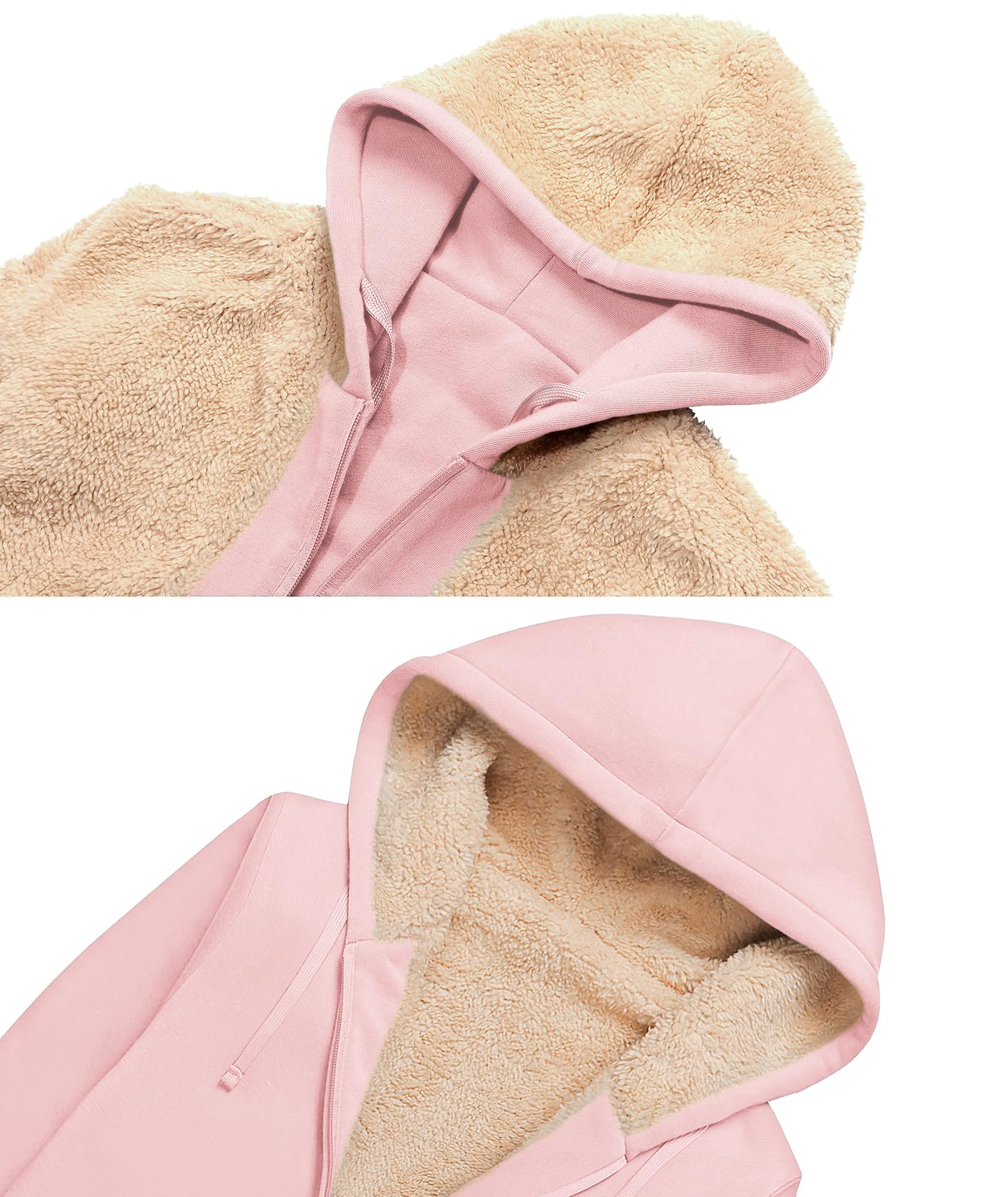 igeekwell Veste Polaire Femme Teddy Velours Sweat Zippé à Capuche Hiver Chaud Blouson Sport Doublure Hoodie