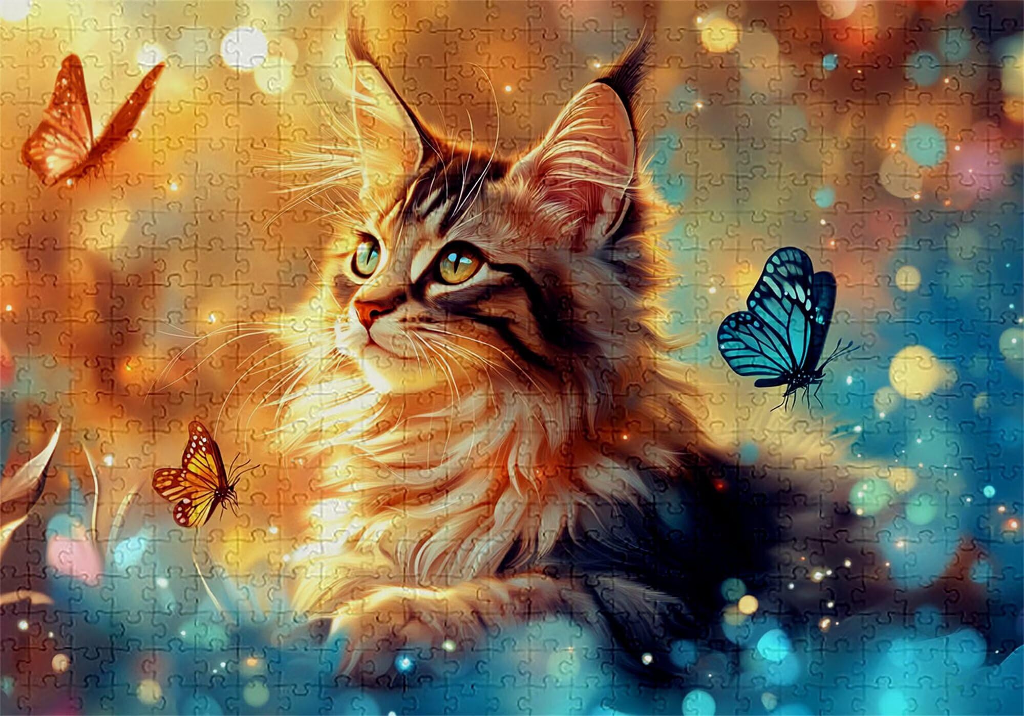 Puzzle 3000 elementów kot puzzle dorosły motyl 122 x 81 cm unikalne rzemiosło klasyczne 3D drewniana układanka do rodzinnych gier biznesowych, układanka zrób to sam do dekoracji ścian domu, prezenty C