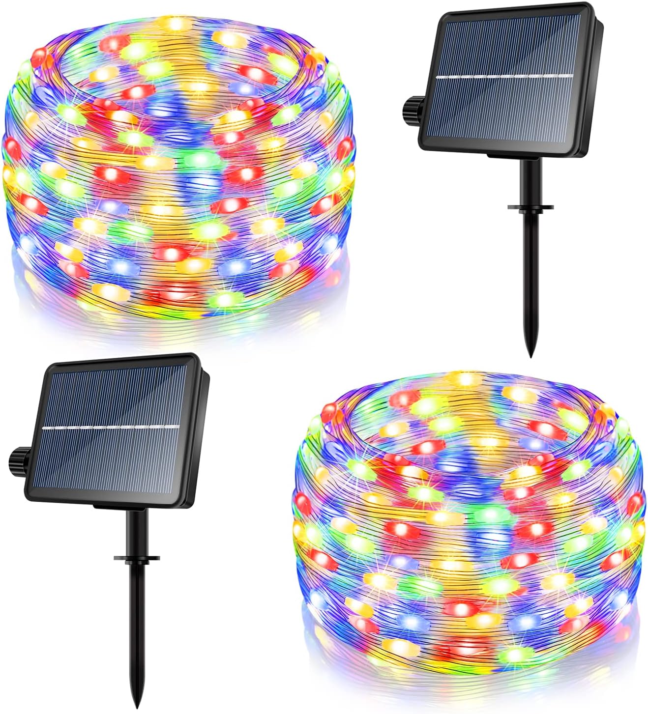 Ollny Solar String Lights Outdoor 2PCS Each 240LED 80FT 8Modes IP67 Waterproof, Solar Fairy Lights with Timer Memory for Patio Garden Fence Christmas Decorations, Multicolor