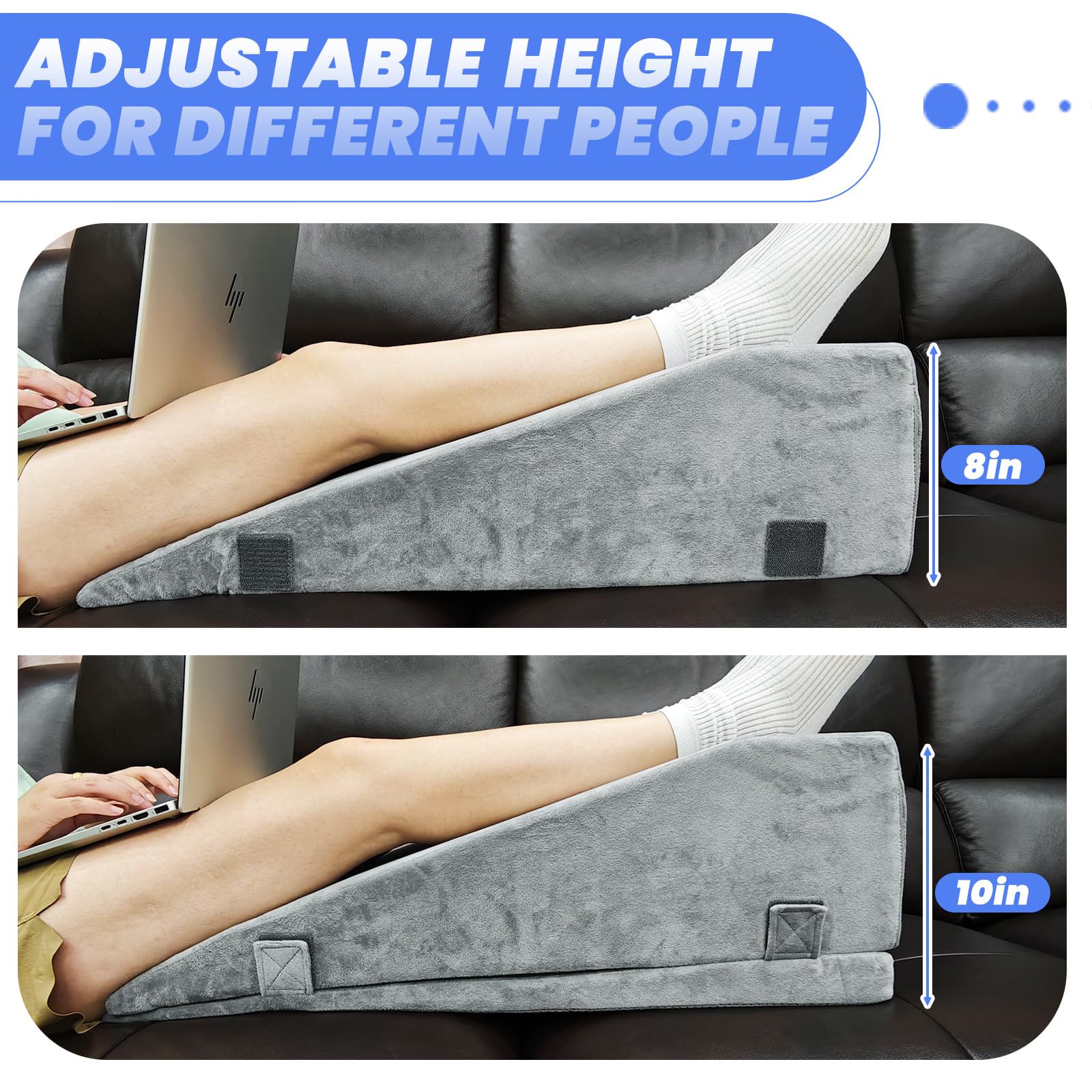 Almohada de espuma viscoelástica para dormir de lado, almohada de pierna para rodilla, color blanco