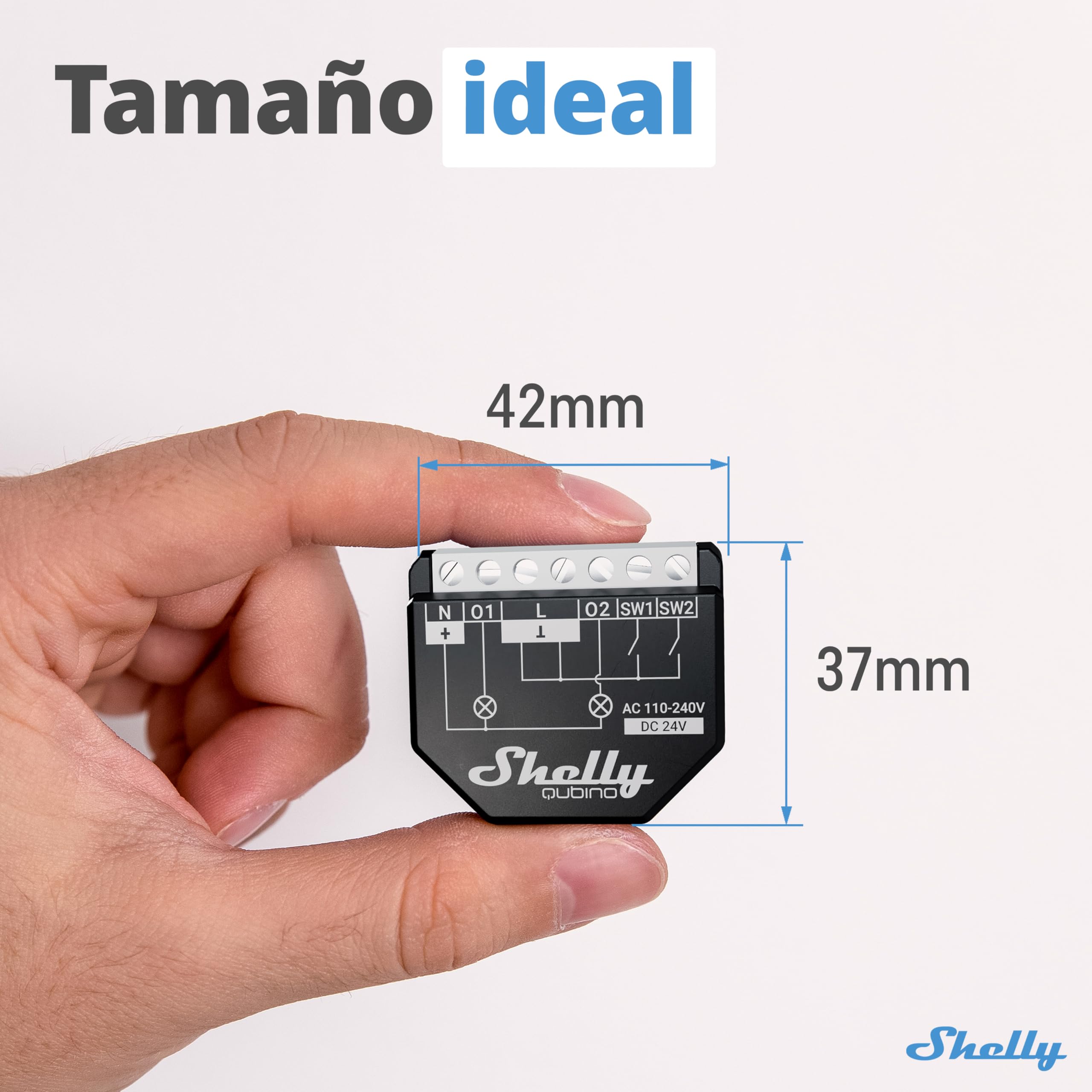 Shelly Wave 2PM- Z-wave Smart Interruptor Relé, 2 Canales 16 A, con Medidor De Consumo, Automatización Del Hogar, Necesita Z-Wave Gateway, Bajo Consumo De Energía, Amplio Alcance
