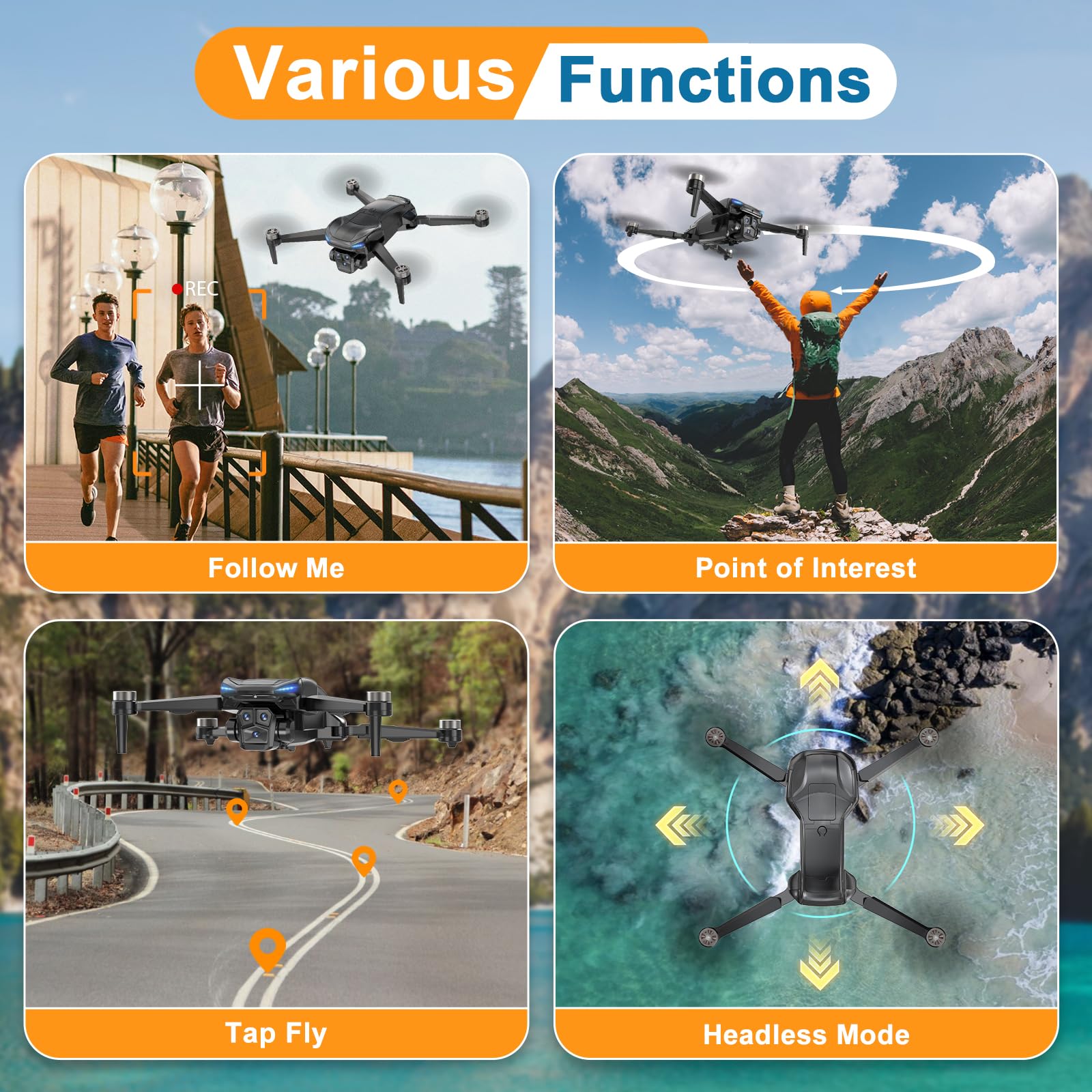 4K GPS Drone with Camera for Adults, Brushless Motor, 4.5" HD Screen Remote with 2 Batteries 60 Min Flight, with SD Card, Foldable Quadcopter Under 249g, Auto Return, Follow Me, 3 Speed Mode