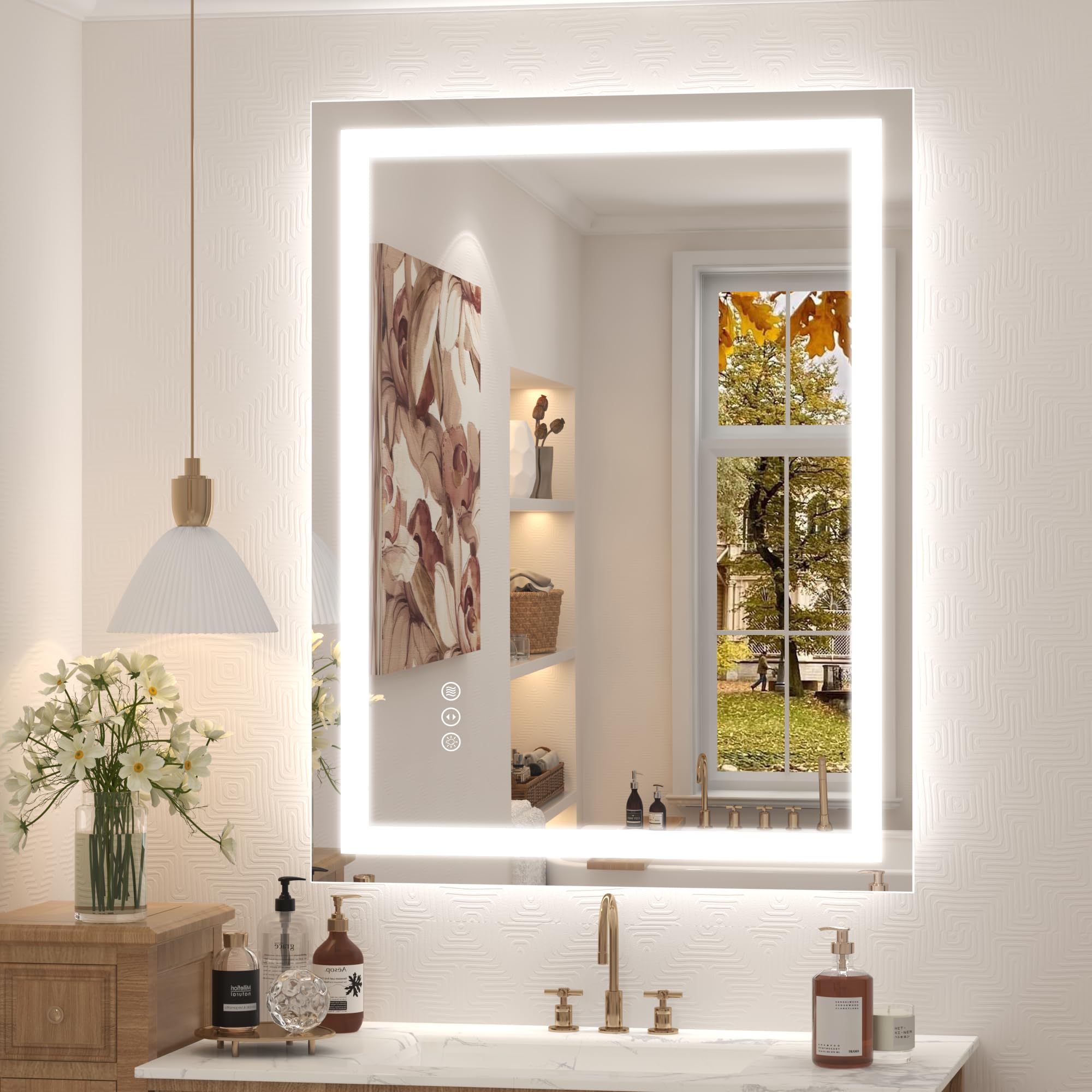26x36 Inch LED Bathroom Mirror, Backlit and Front Lights