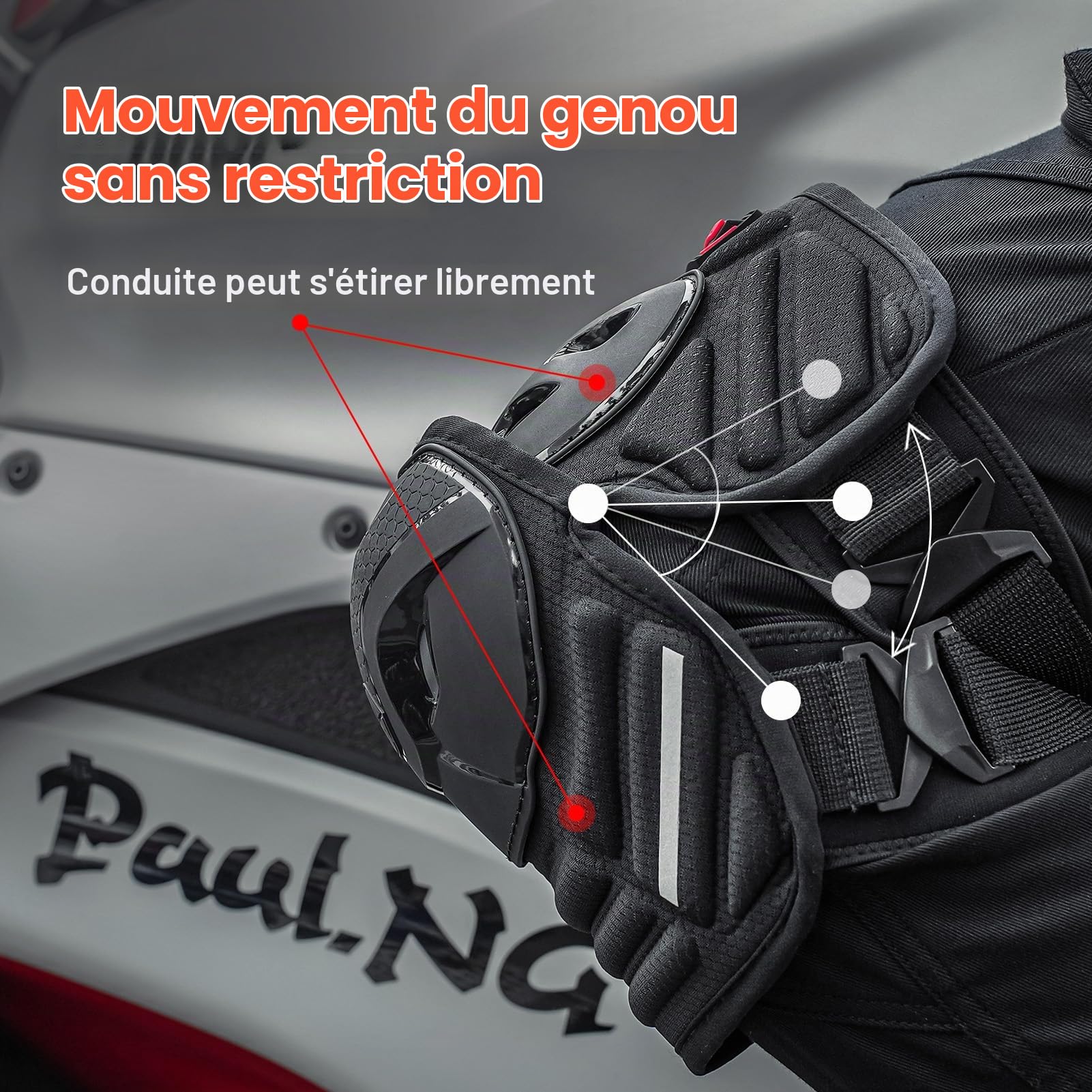 Scoyco 1 Paire de Genouillères pour Motocross Noir Protège Genouillères Ajustables Armure pour Motocross Racing Mountain Biking