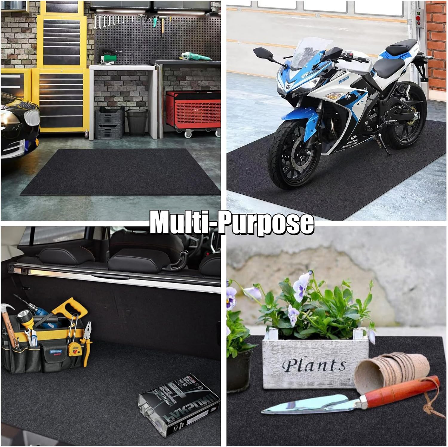 ZugGear Heavy Duty Oil Spill Mat, Garage Floor Mat for Under Car, Premium Oil Absorbent Pads, Reusable, Slip-Resistant, Waterproof Rubber Backing Contains Liquids, Protects Garage Floor(XXL-60''x72'')