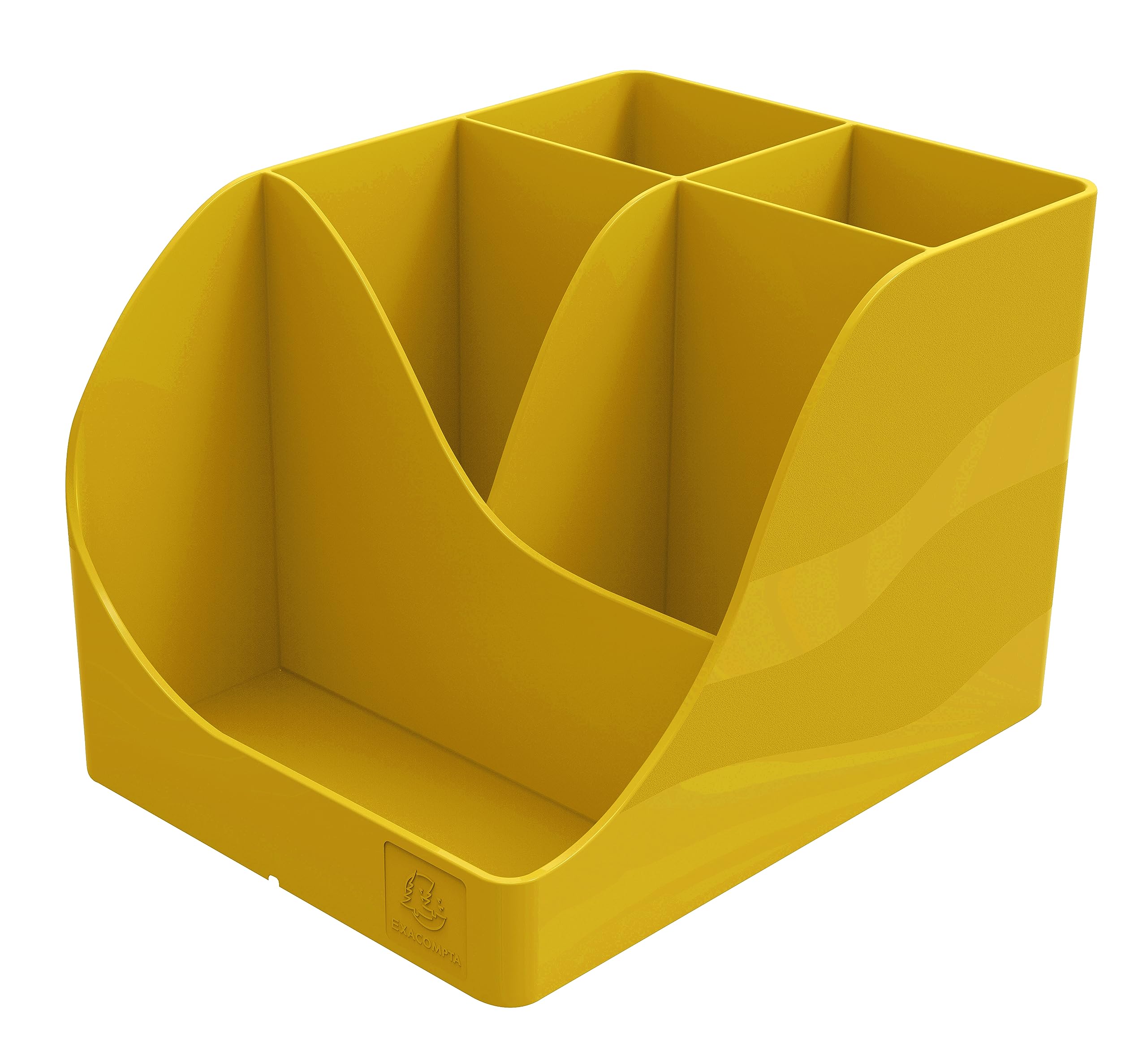 EXACOMPTA - Ref 69508D - 1 Pen-Wave Bee Blue Saffron pencil holder - 5 compartments - 4 high compartments for large utensils and 1 bottom compartment for small utensils