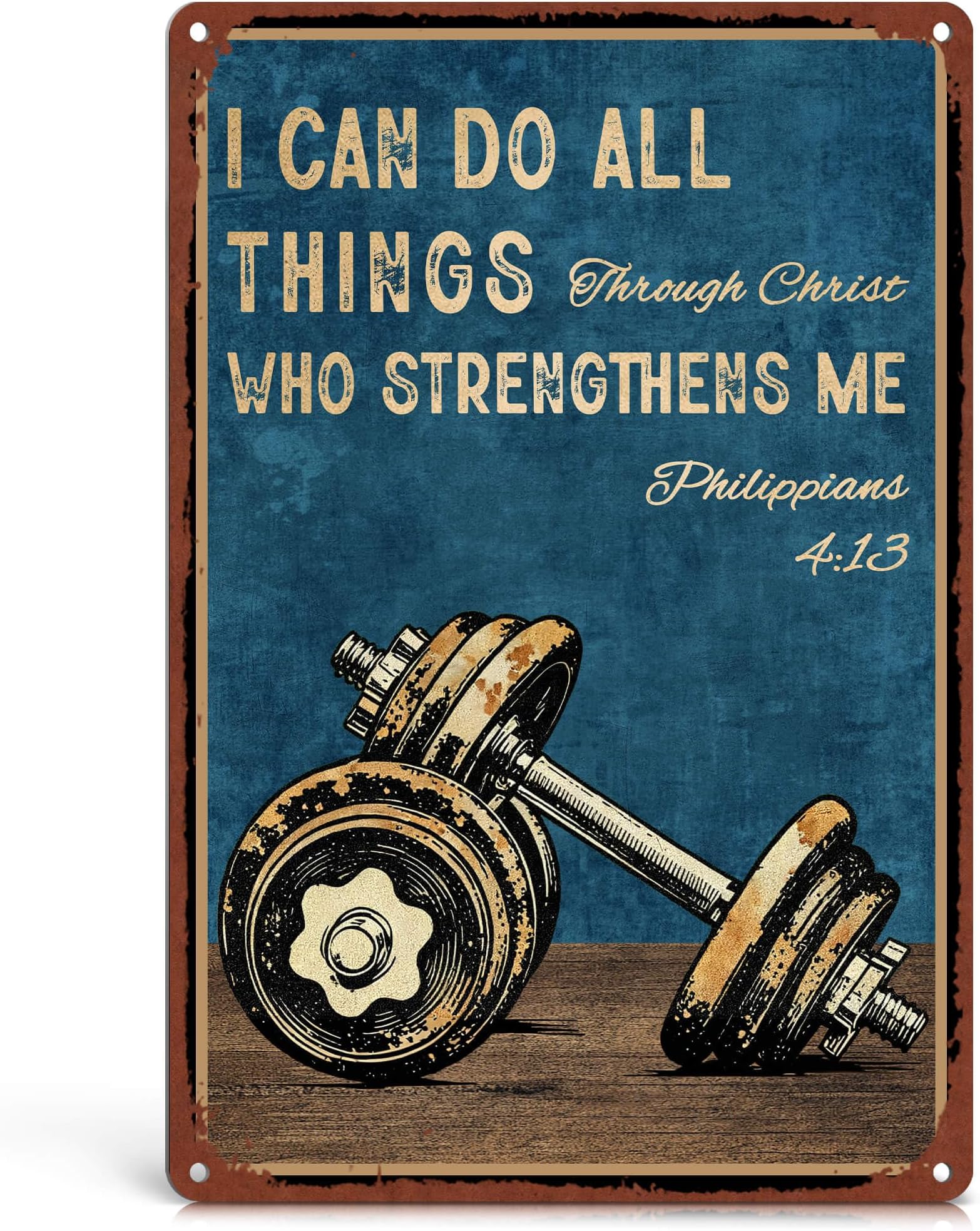 I Can Do All Things Through Christ - Motivational Workout Posters Gym Decor for Home Gym Wall Art Christian Workout Room Decor Sign Inspirational 12x8 Inch