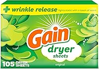 Gain Dryer Sheets Plus Wrinkle Release, Original Scent, 105 Count - Fights Static, Softens & Freshens Laundry
