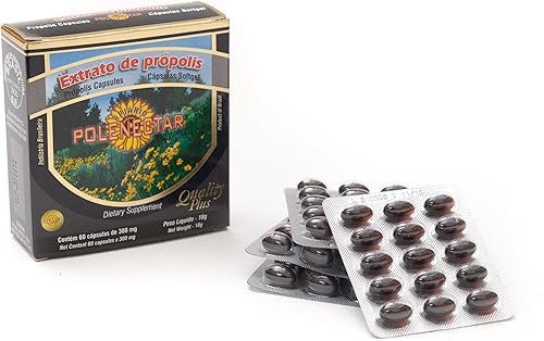 Miniatura 2 de 4 cajas de propóleo de abeja verde de Brasil Polenectar de 300 miligramos (60 cápsulas blandas)