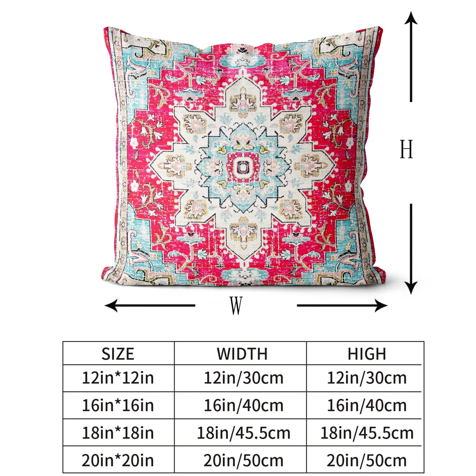 Snylcce Set of 2 Bohemian Style Cushion Covers 45x45 cm Decorative Square Throw Pillow Covers 45x45 CM Sofa Car Pillowcase for Outdoor Home Bed Living Room Couch Decor (Rose) - Image 3