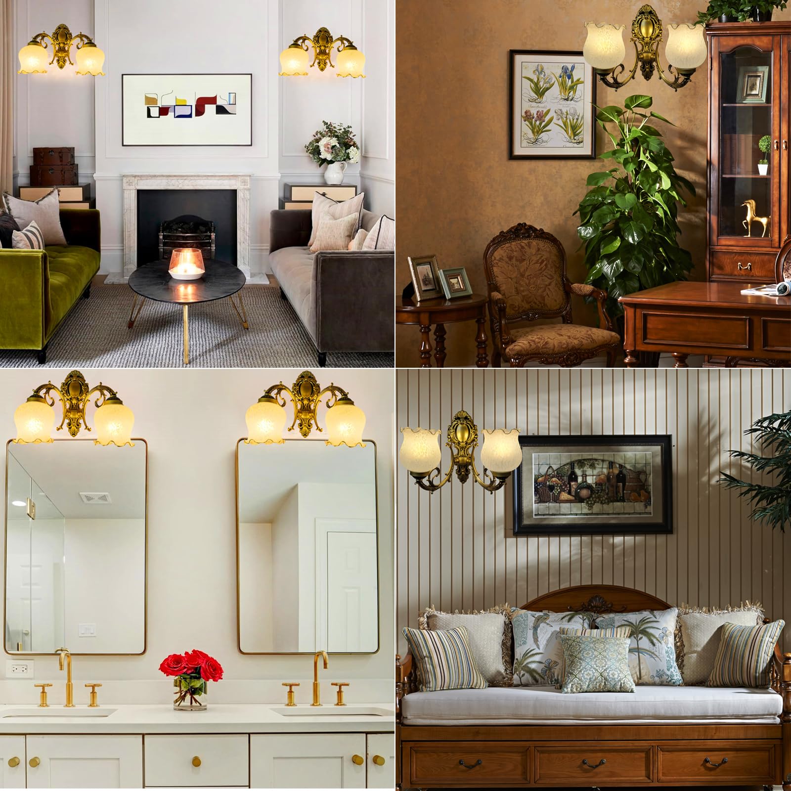 ❃us❃vintage✾w.wall.glass SYCYULAN Retro Wall Sconce, 2-Light Vintage Wall Lights with