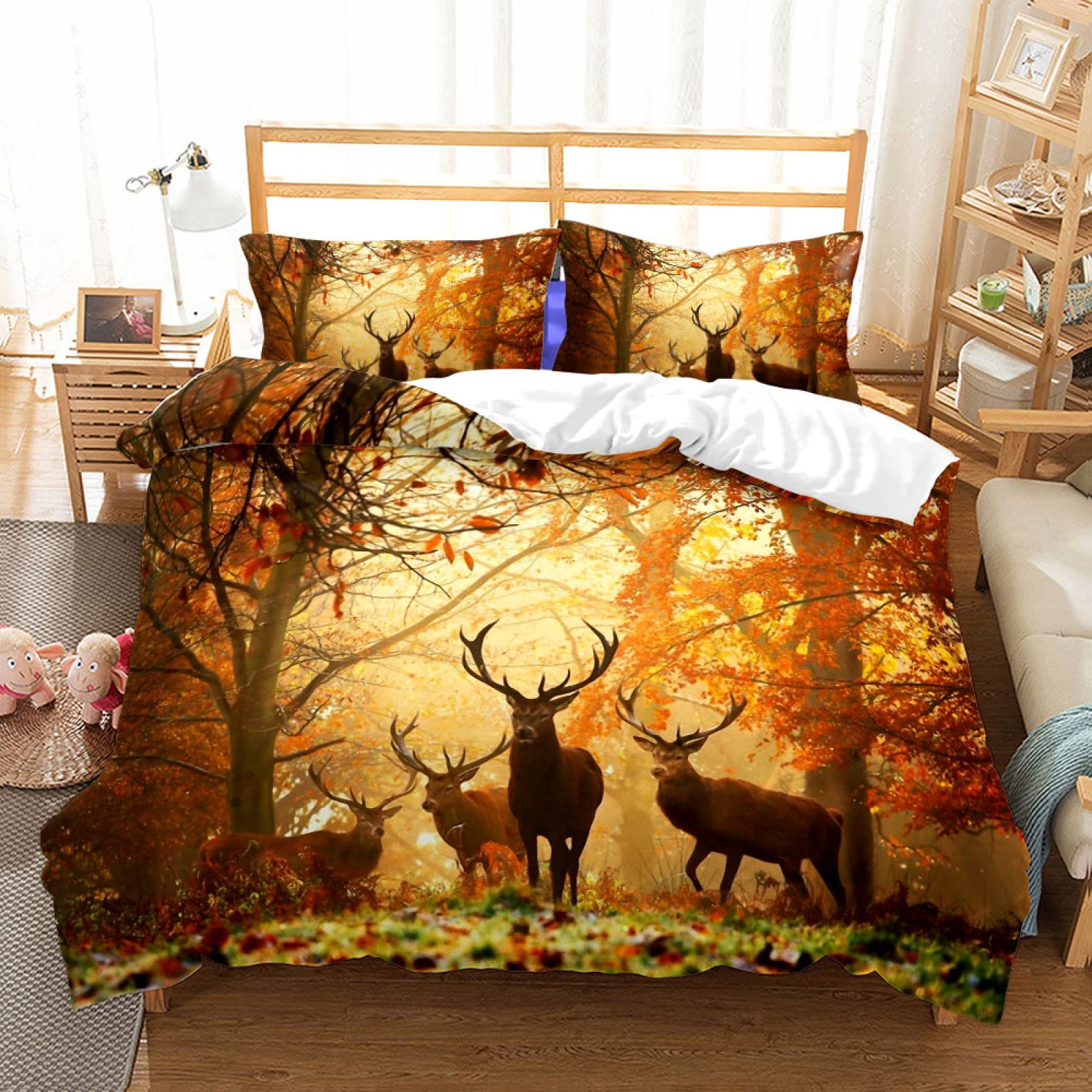 Housse de couette 160x200 antilope jaune finie la couette qui glisse grâce à la fermeture éclair